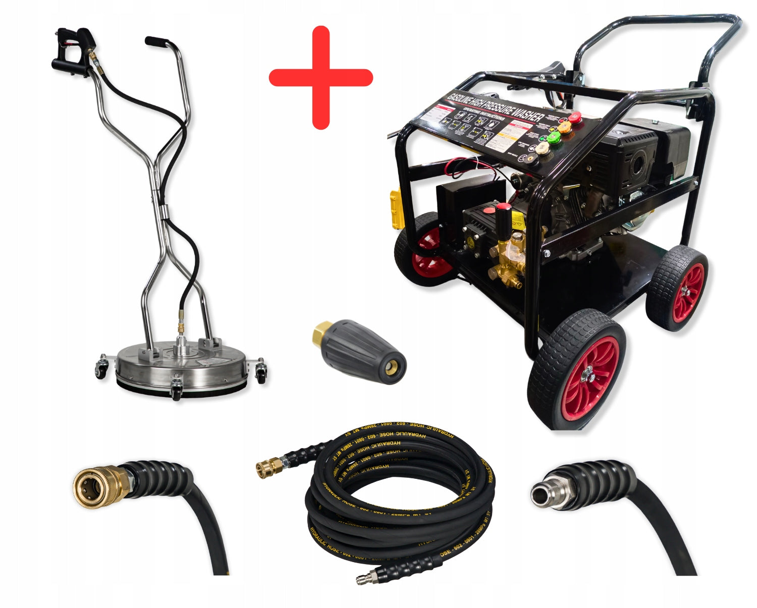 Diesel washer up to 300 bar 4 wheels + 20 inch attachment + rotary nozzle