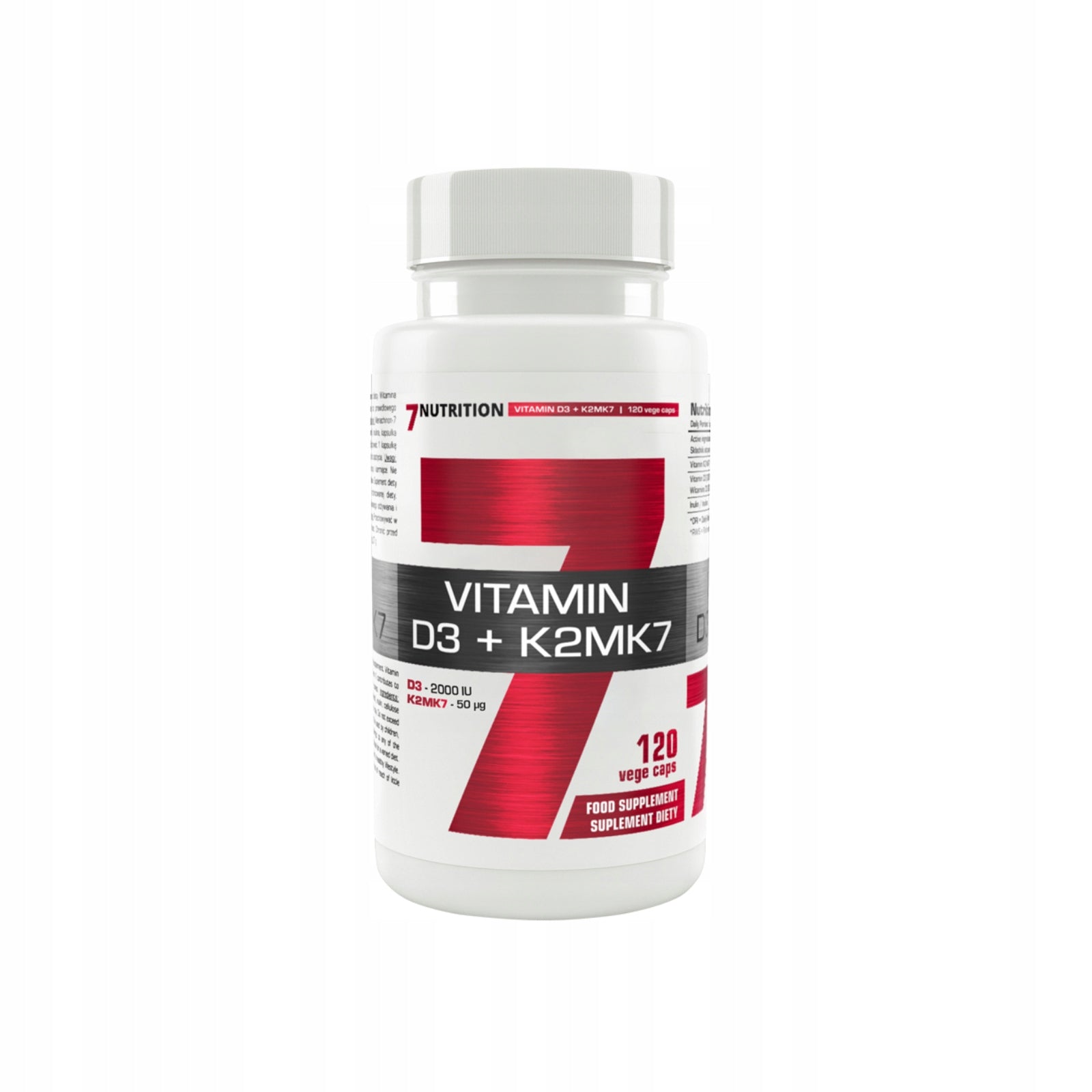 Dietary supplement 7Nutrition Vitamin D3+K2MK7 vitamin D3 capsules 120