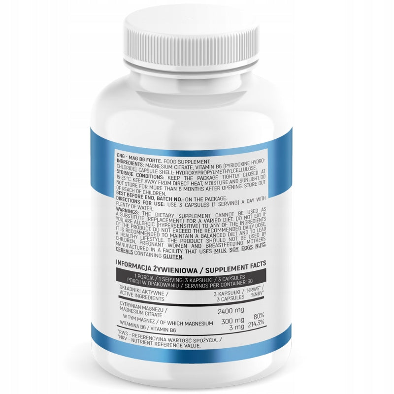 Dietary supplement Insport Nutrition Mag B6 Forte 90 capsules citrate Manufacturer code MAGNEZ CYTRYNIAN ZMĘCZENIE na STAWY