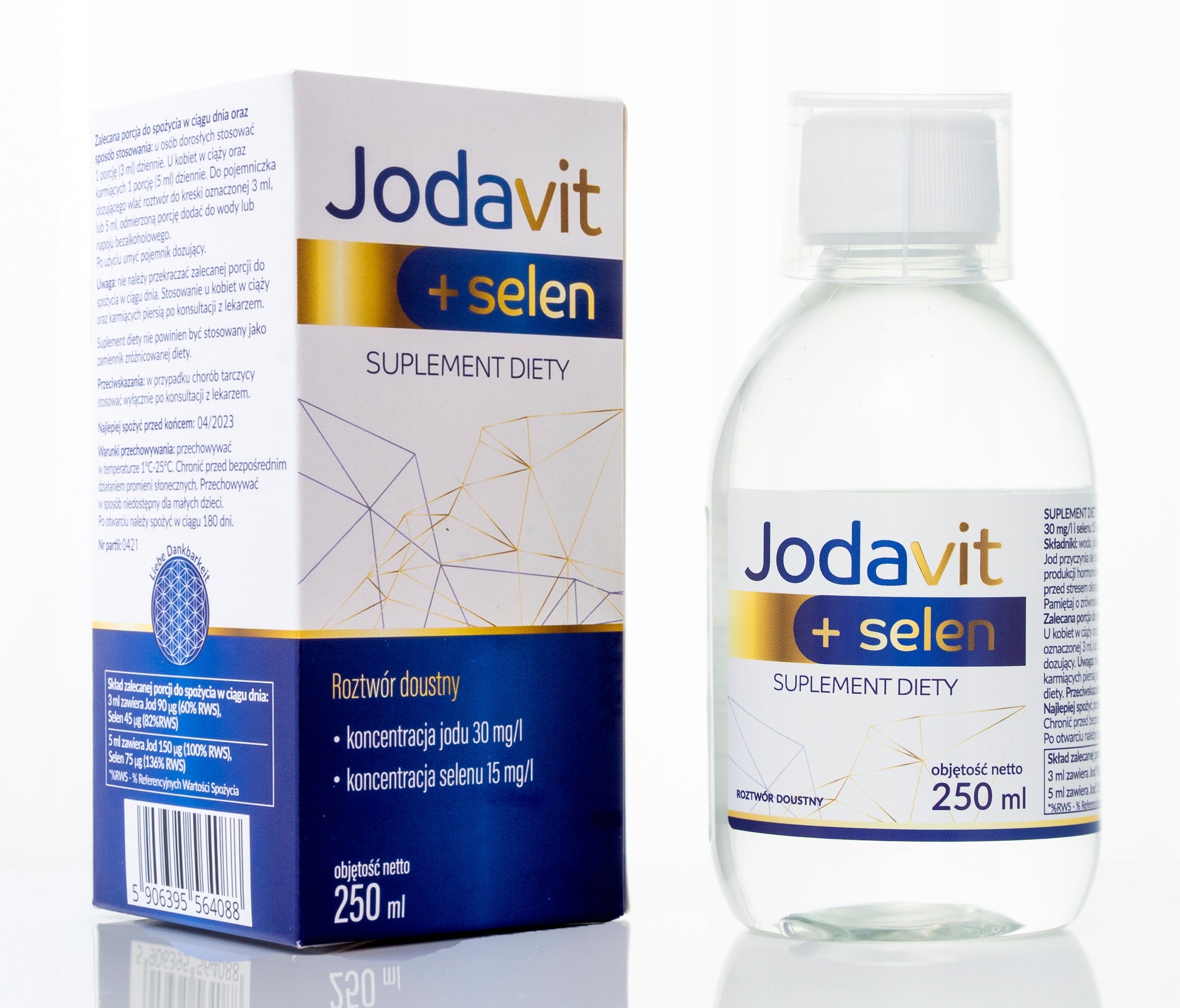Dietary supplement Jodavit Iodine with selenium liquid 250 ml Packaging status original