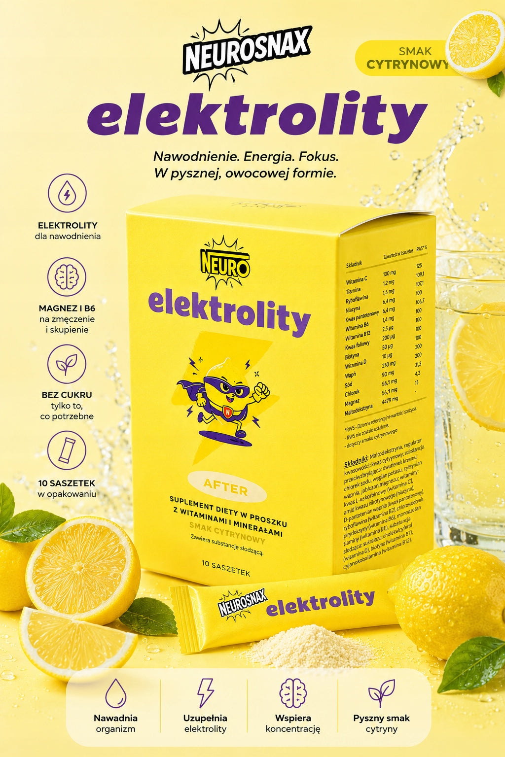 Dietary supplement Neuro Elektrolity After lime-lemon 10 sachets