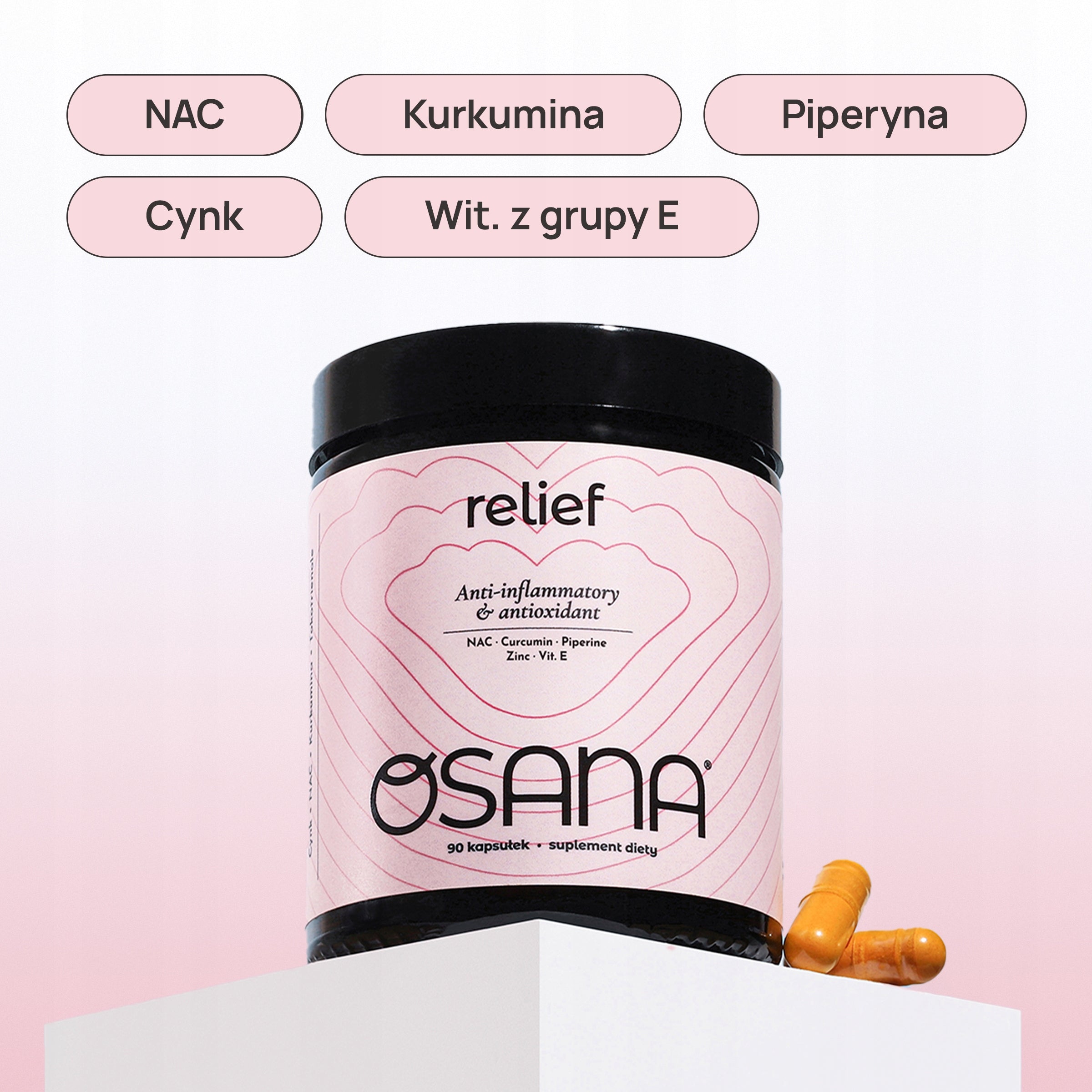 Dietary supplement OSANA Relief Anti-inflammatory & antioxidant 90 capsules Manufacturer code OSN-RELIEF