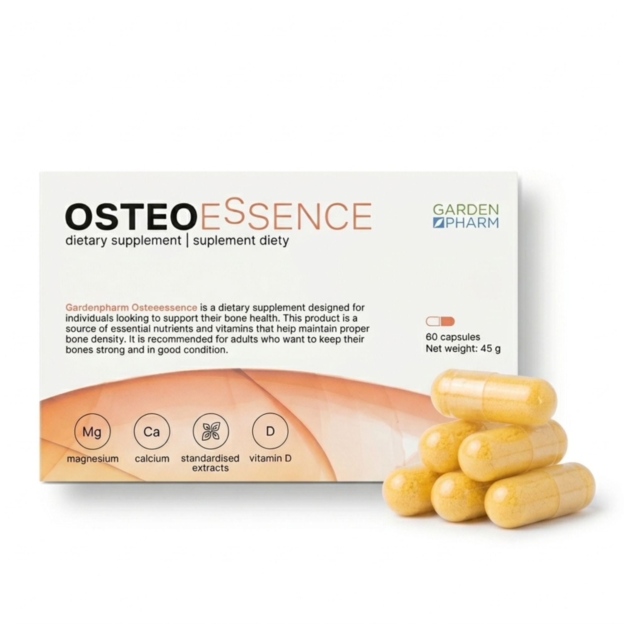 Dietary supplement OSTEOESSENCE healthy bones muscles calcium magnesium GardenPharm