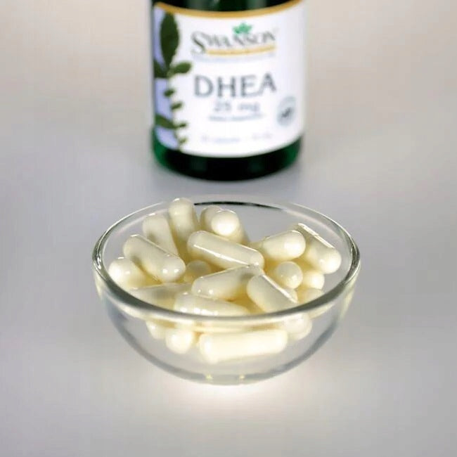 Dietary supplement Swanson Health Products DHEA capsules 30 pcs. Manufacturer code SW1244