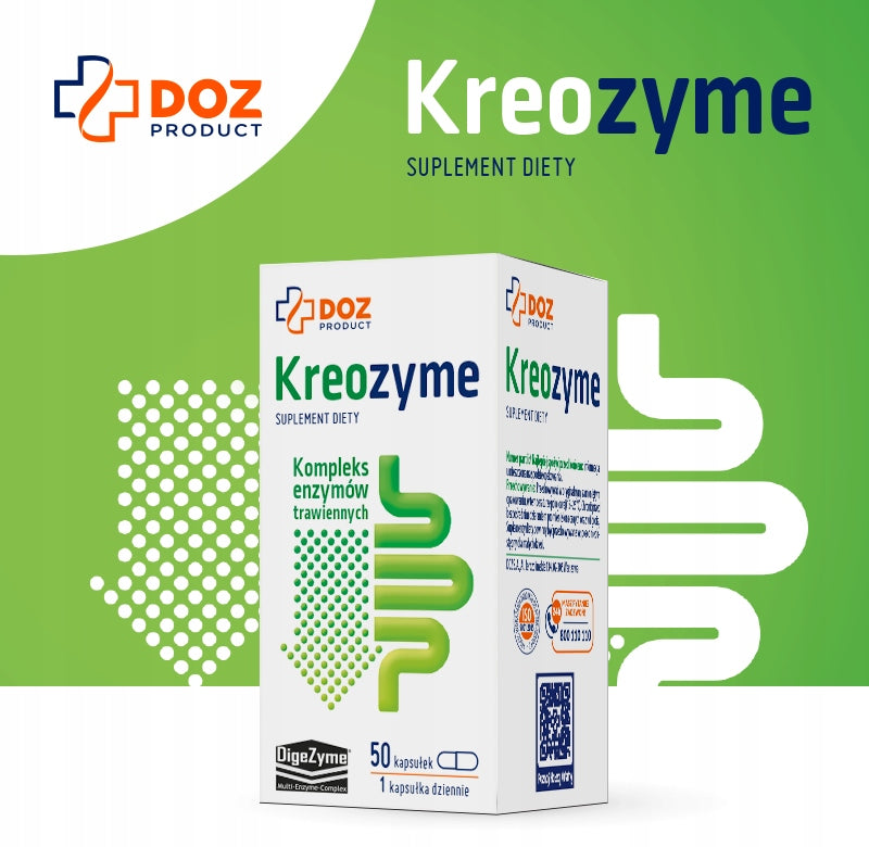 Digestive enzymes, complex, Kreozyme, DOZ Product, capsules, 50 pcs. Packaging status original