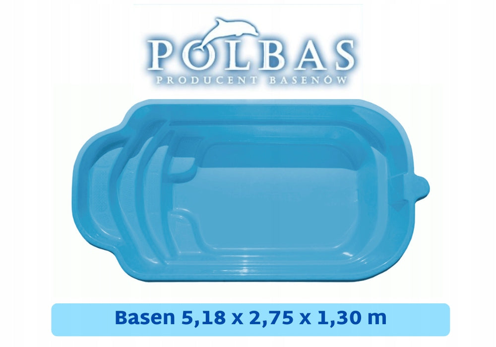 Digging pool 5,18 x 2,75 x 1,30 polyester garden SET