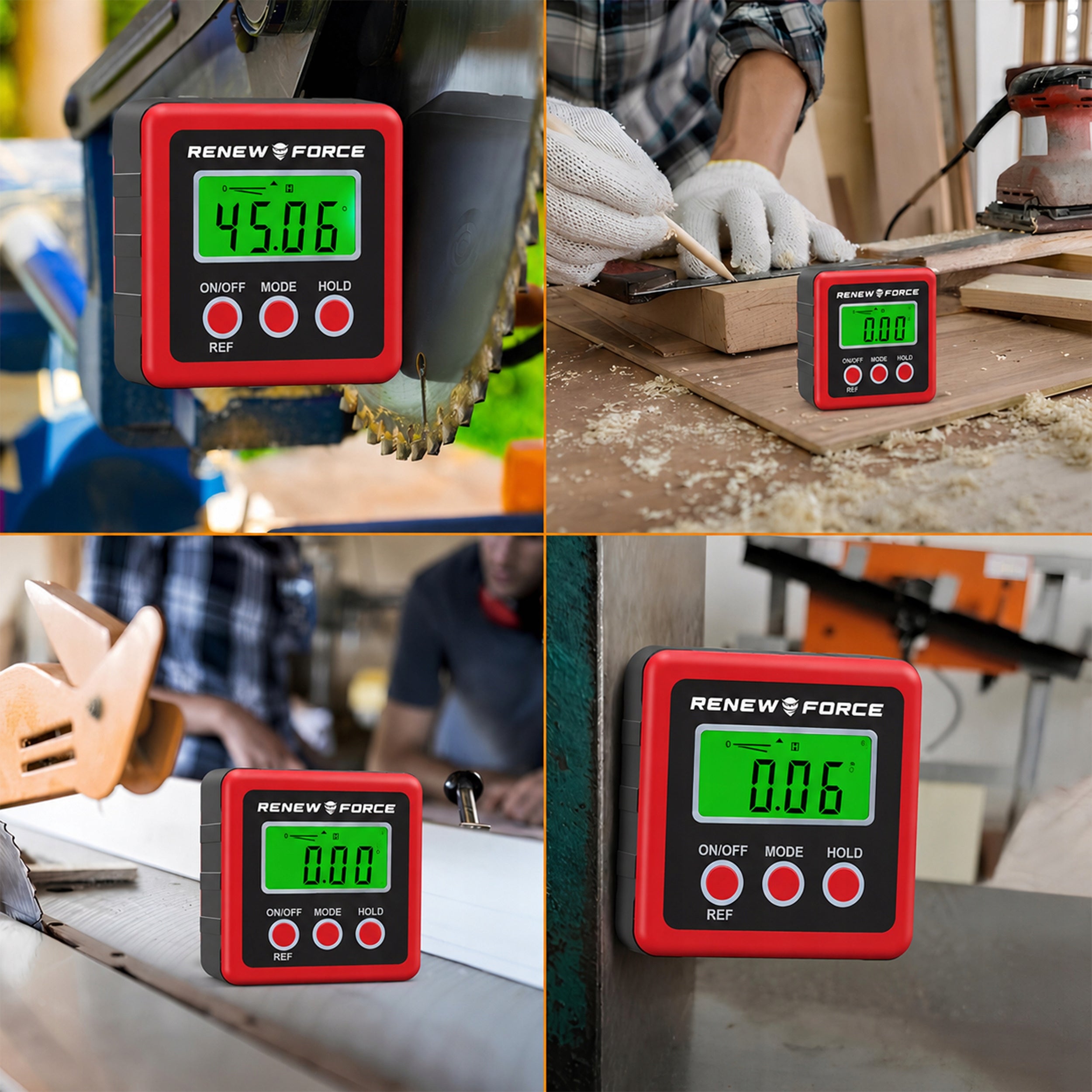 Digital Angle Meter Magnet, Protractor, Electronic Level Red Brand Renew Force