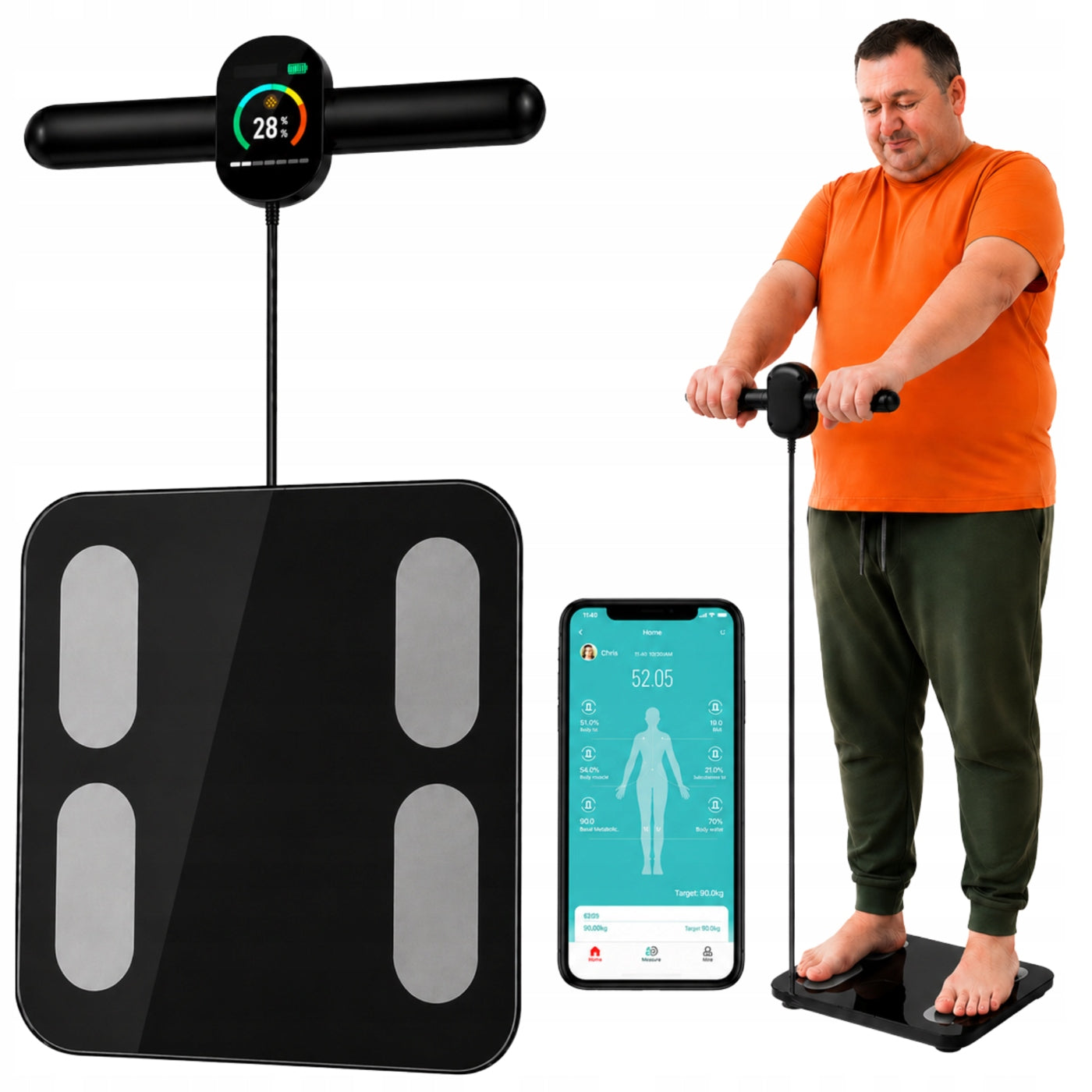 Digital Bathroom Scale with Fat Measurement BMI LCD Display Accurate