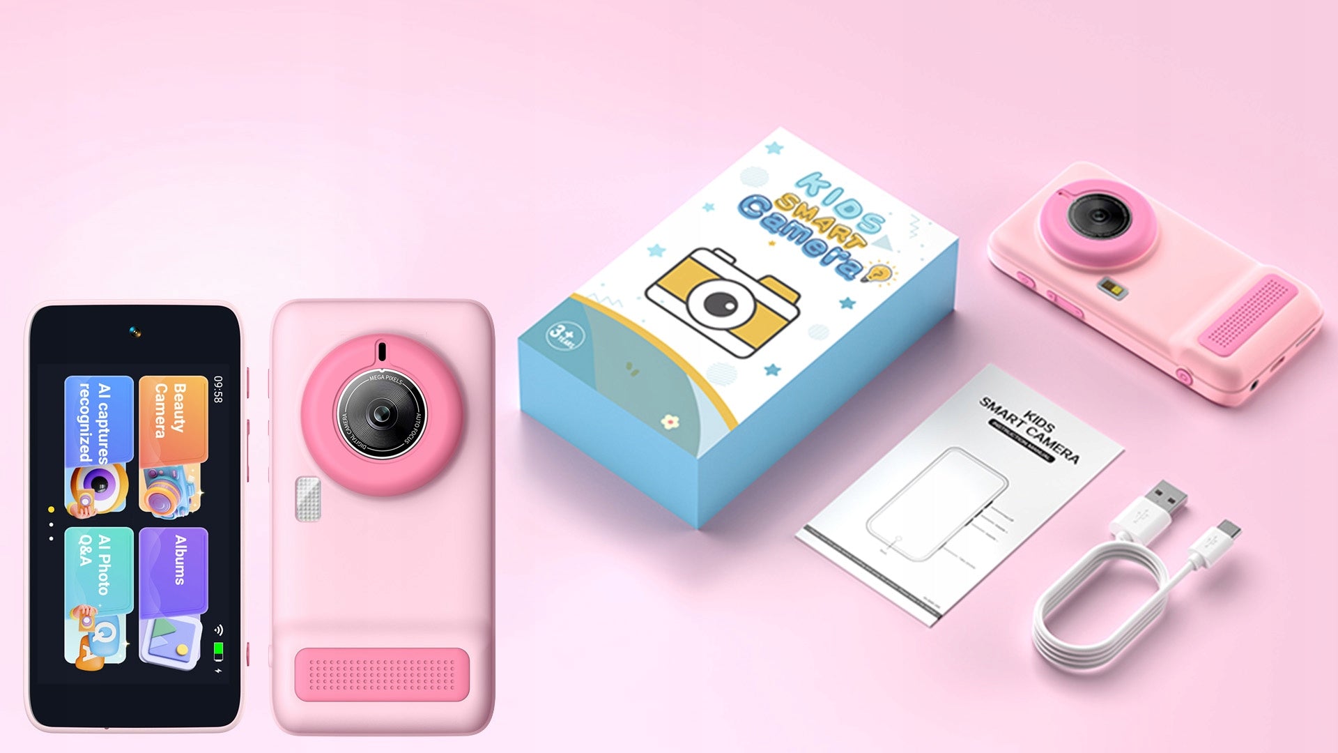 Digital Camera 5MP AI EDUCATIONAL TOUCH GIFT for Girl PINK Manufacturer code CIRON Aparat cyfrowy X1 AI RÓŻOWY