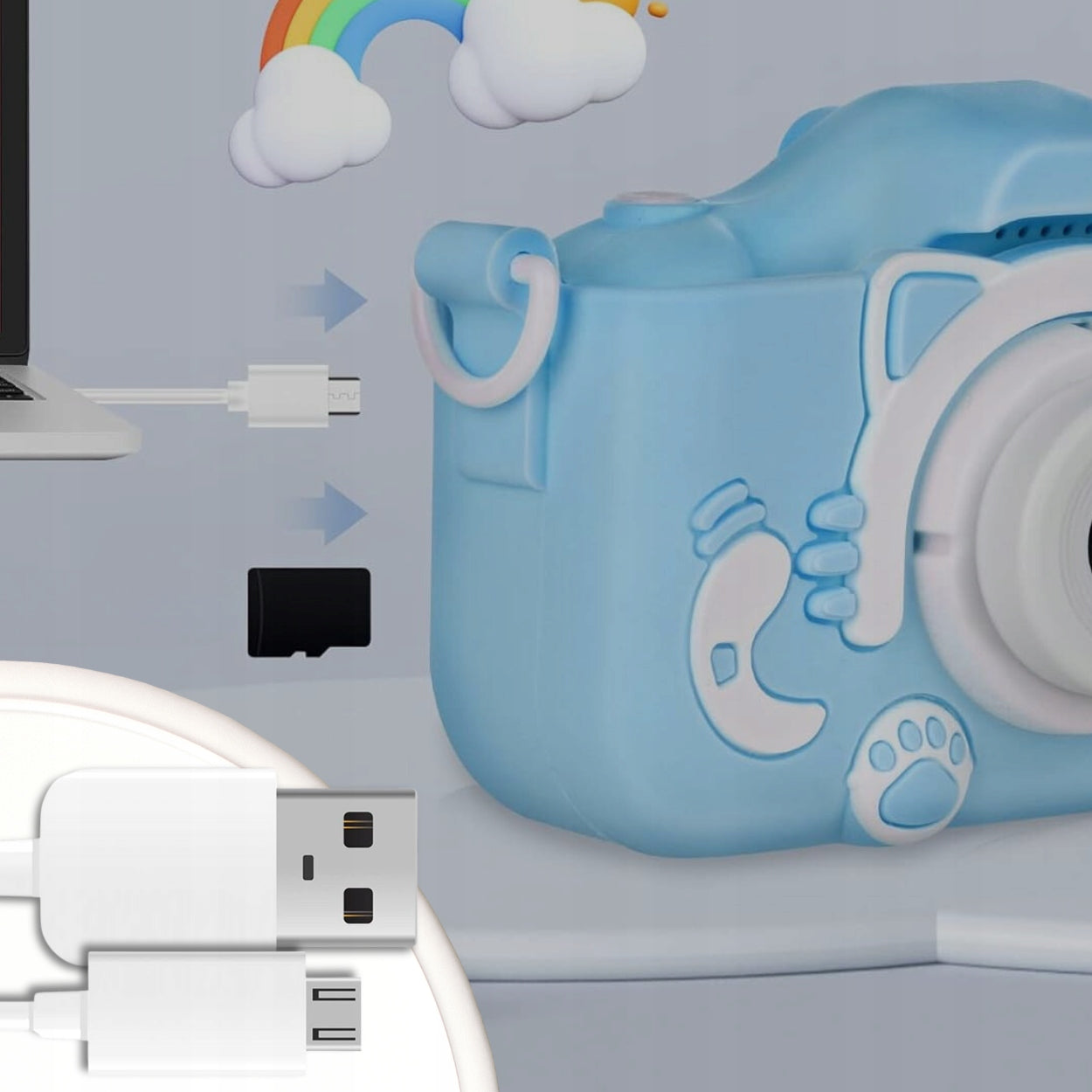 Digital Camera Memfis KIDS DIGITAL CAMERA KITTY blue Manufacturer code APARAT CYFROWY NIEBIESKI ZESTAW MEMFLOW