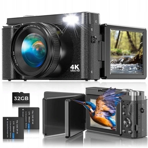 Digital Camera VLOG 4K 48MP 16x ZOOM AntiShake + 2 Batteries