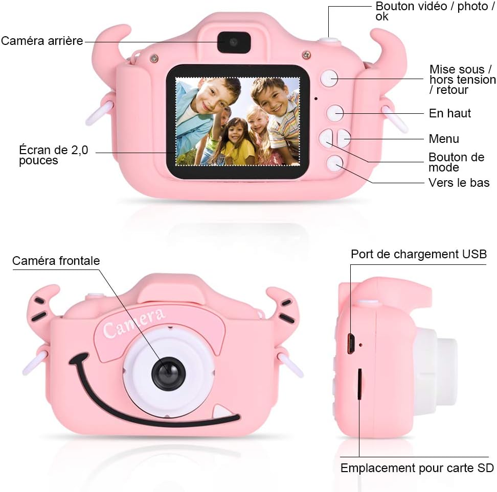 Digital Camera for Kids Camera 12MP Games 32GB Pink Selfie Faburo Packaging status original