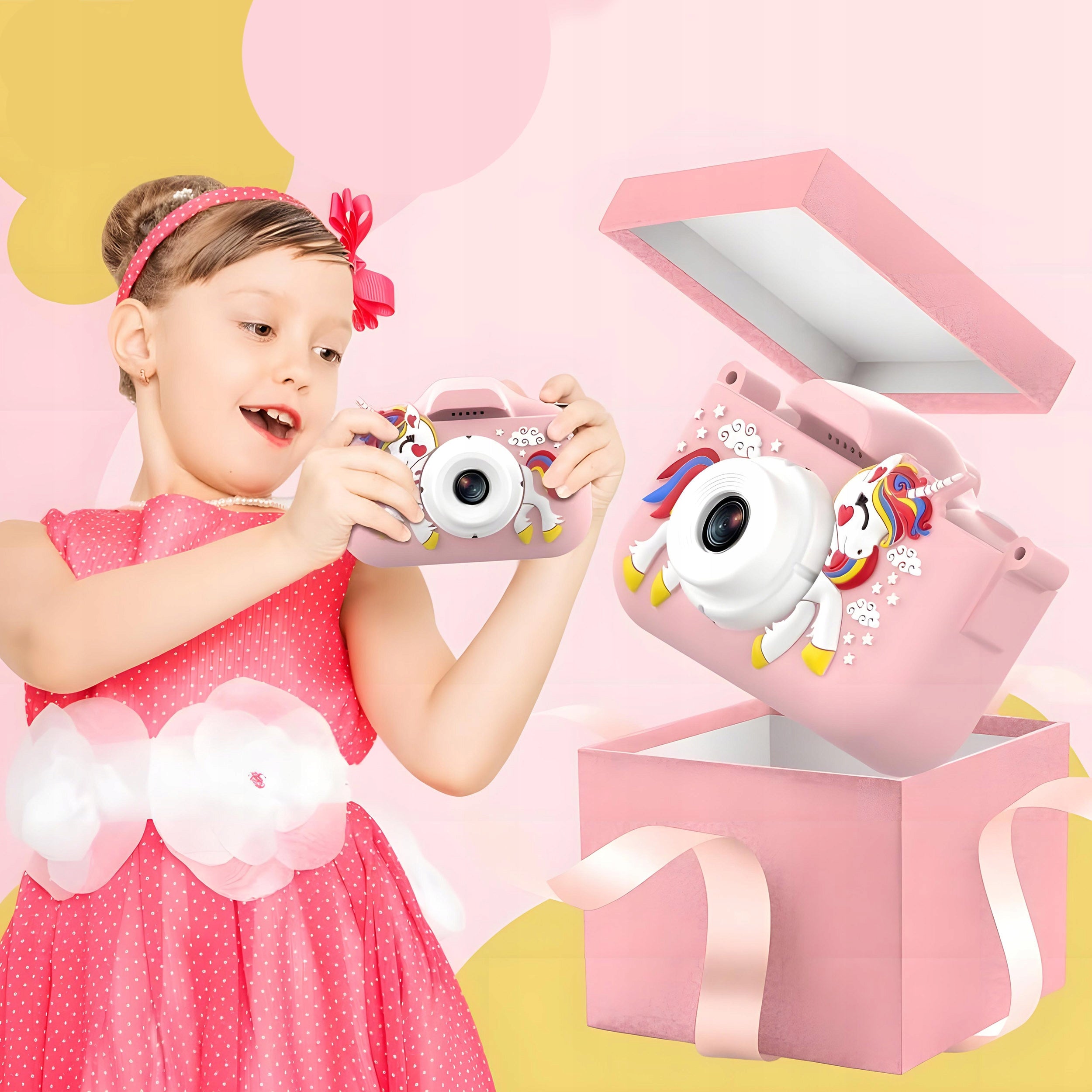 Digital Camera for Kids with 40 Mpx Unicorn Games + 32GB Card + Reader Manufacturer code Aparat fotograficzny na prezent jednorożec