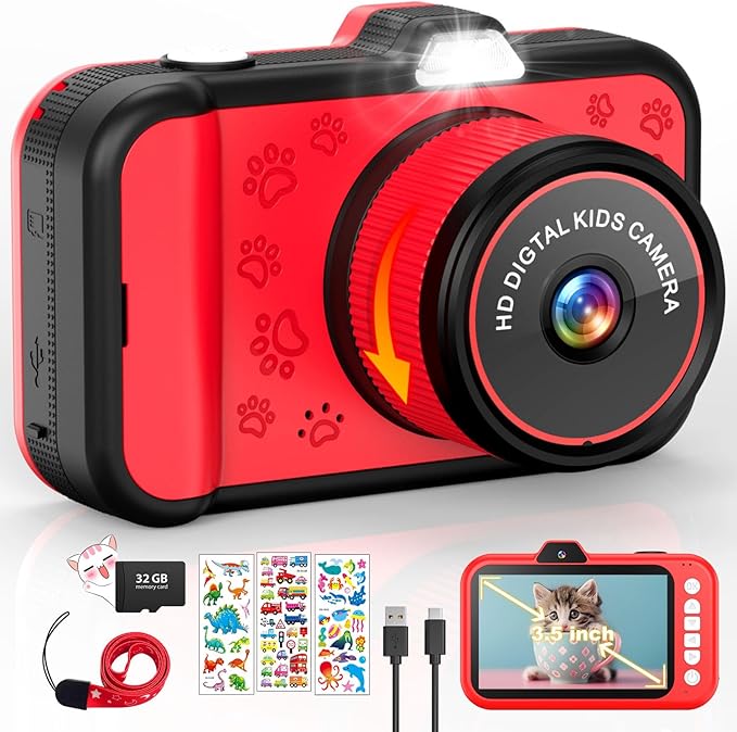 Digital Camera for Kids with Rotating Lens 32gb Memory Card