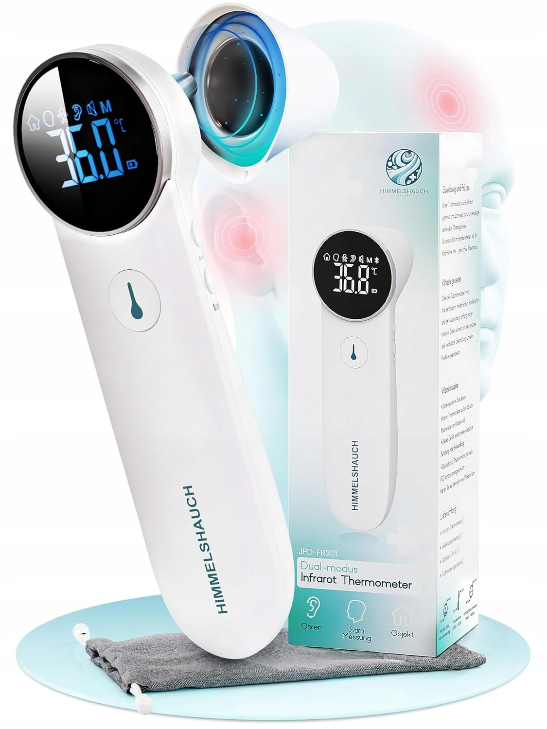 Digital Ear and Forehead Thermometer for Kids and Adults White