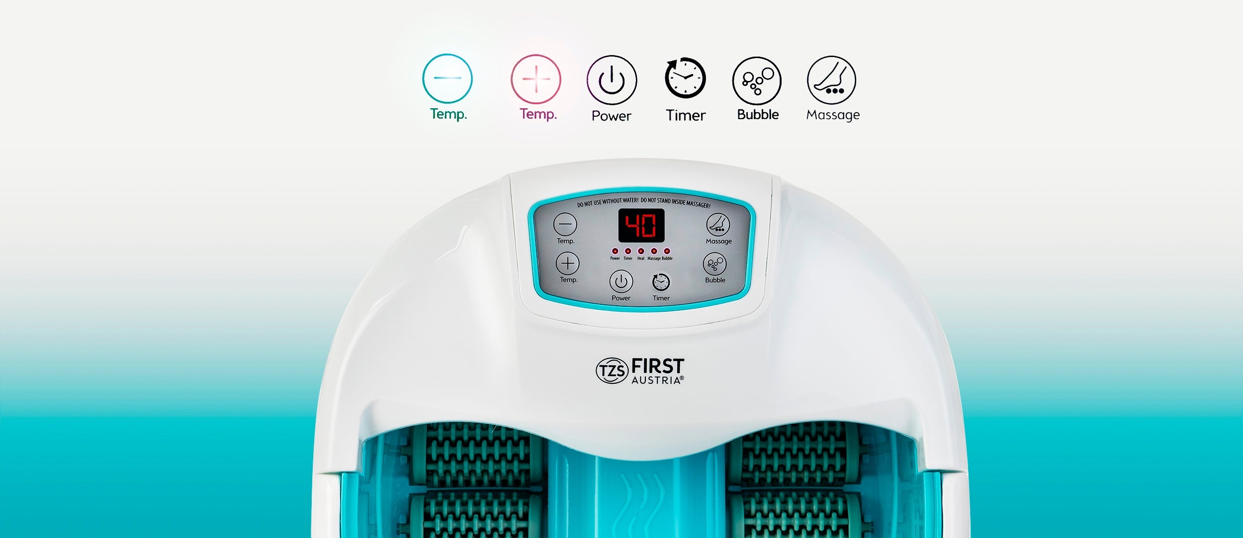 Digital Foot Massager Water SPA With Auto Rollers TZS First Austria 450W Brand First Austria