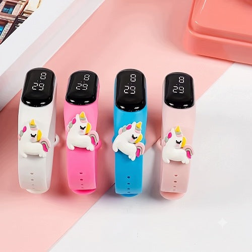 Digital LED watch for youth with unicorn motif. Mix of colors . Packaging status original