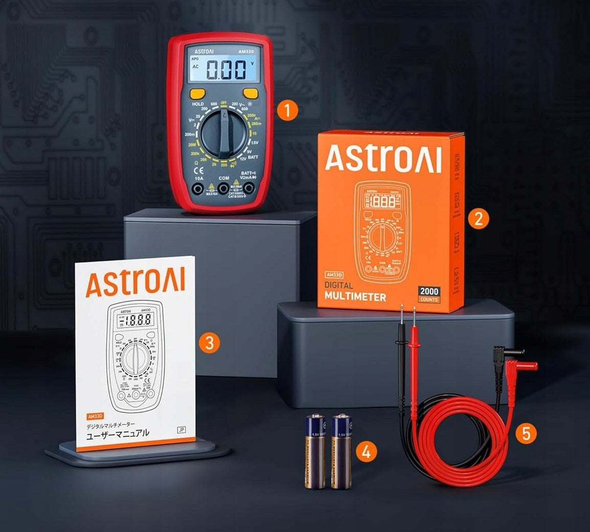 Digital Multimeter AstroAI Voltmeter DC AC Resistance LCD Diode Brand AstroAi