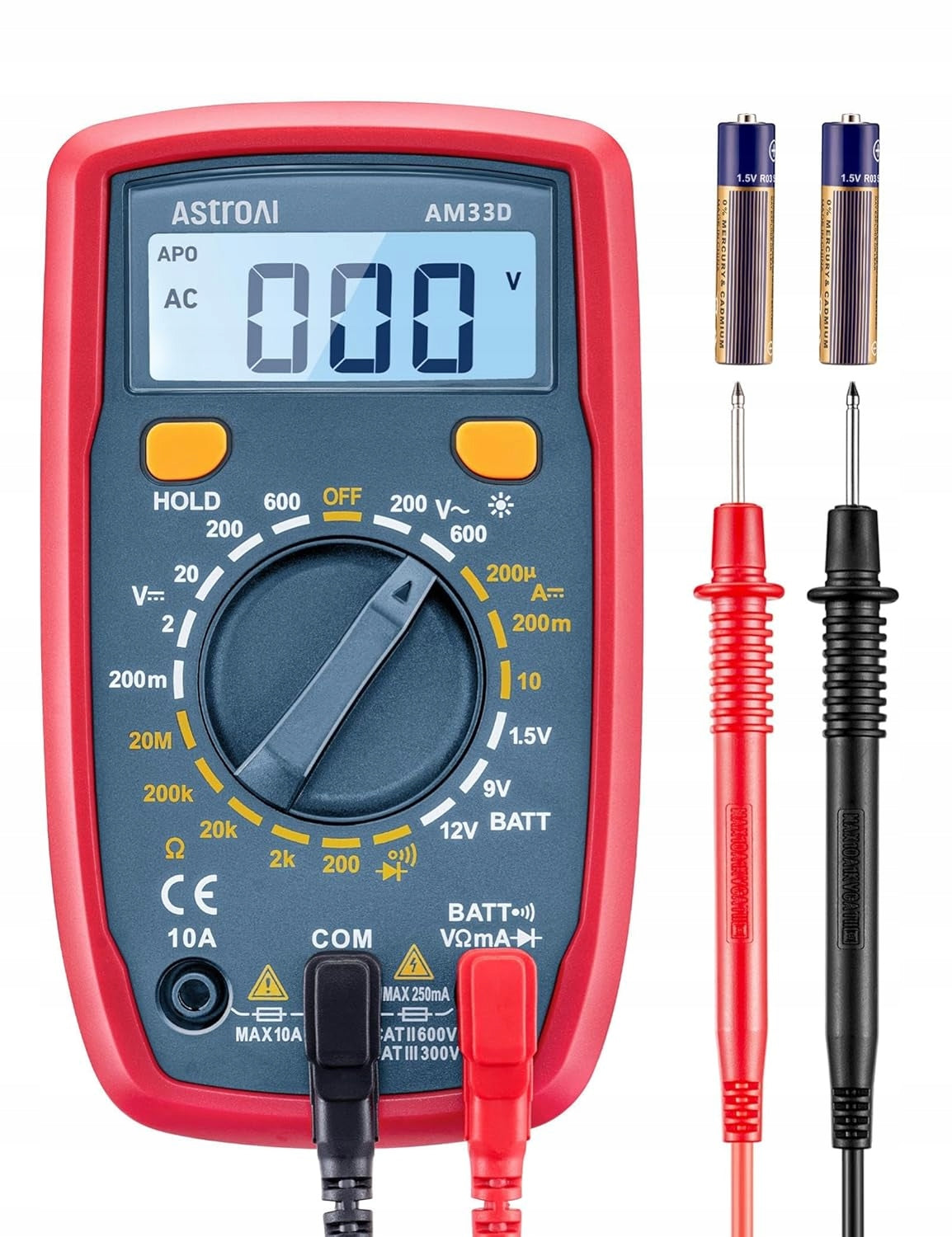 Digital Multimeter AstroAI Voltmeter DC AC Resistance LCD Diode