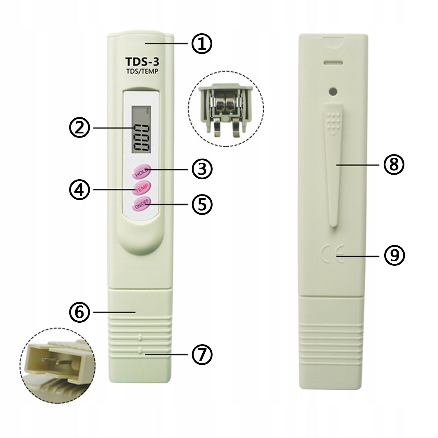 Digital Water Temperature Hardness Tester 0-9999 PPM TDS-3 Brand no brand