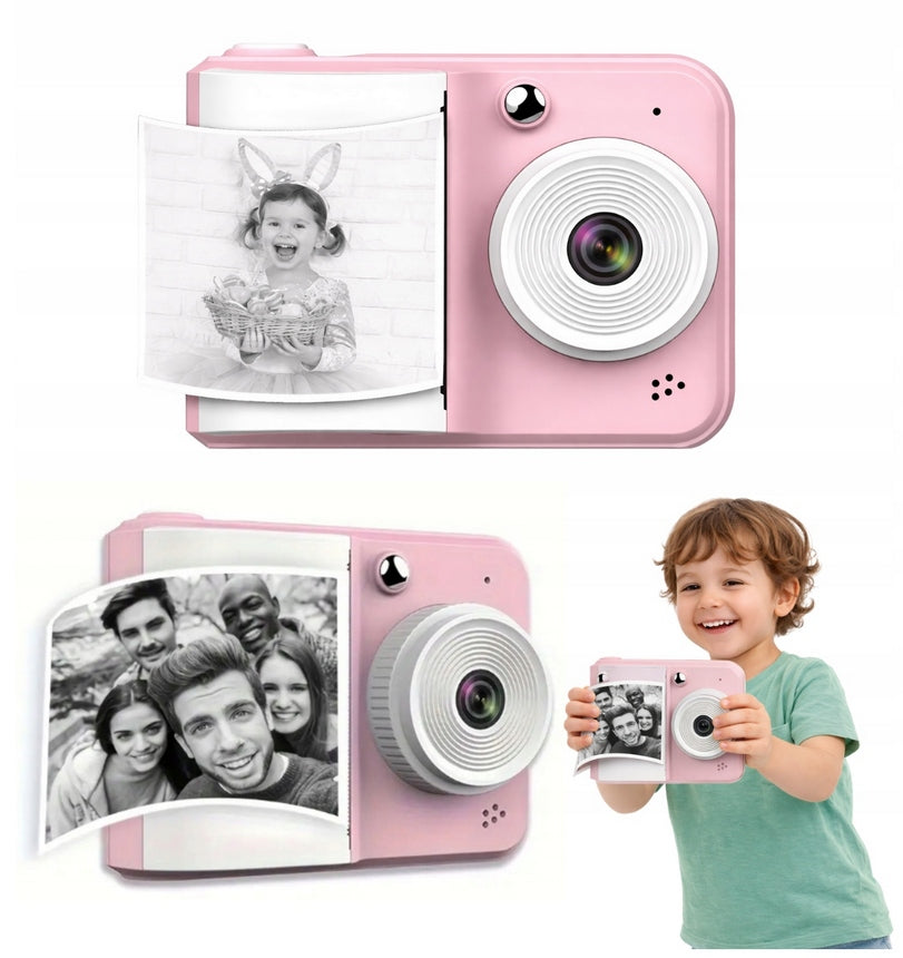 Digital camera for baby instant selfie photos pink
