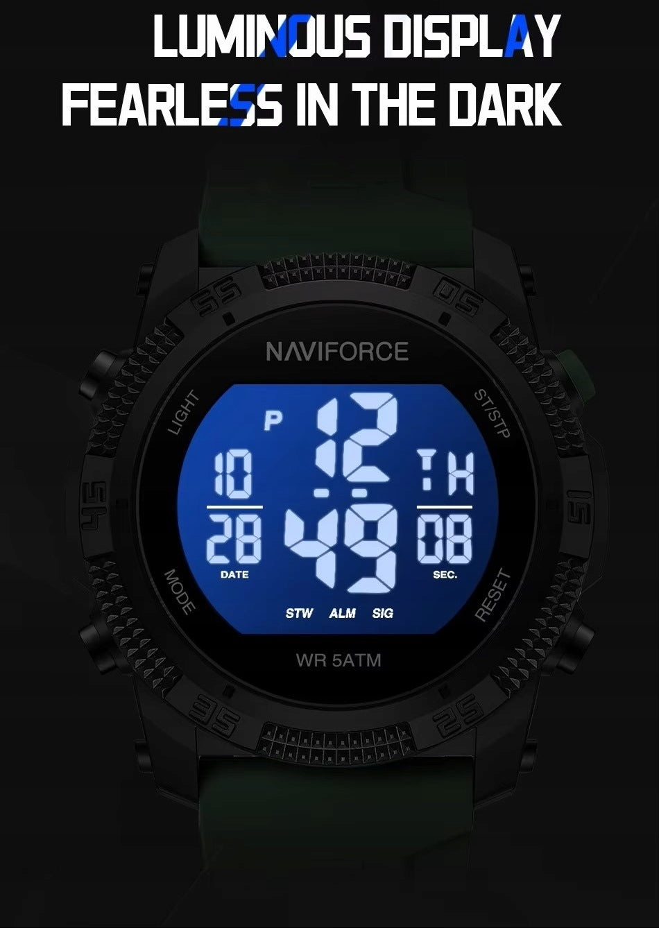 Digital watch Naviforce military style electronic red sport Dial color black