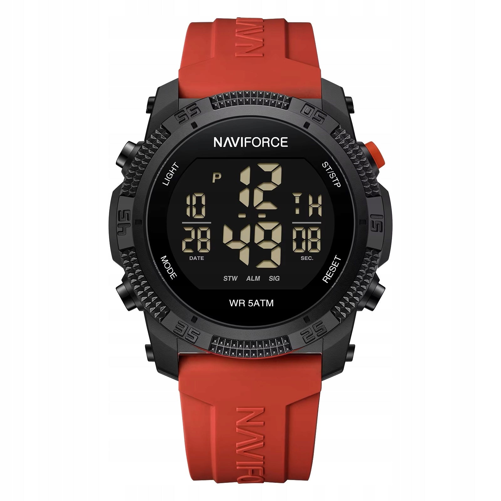 Digital watch Naviforce military style electronic red sport