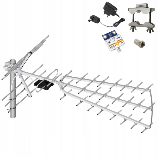 Directional TV antenna Tri Digit DVB-T2 amplifier LNA-177 47dBi Dipol