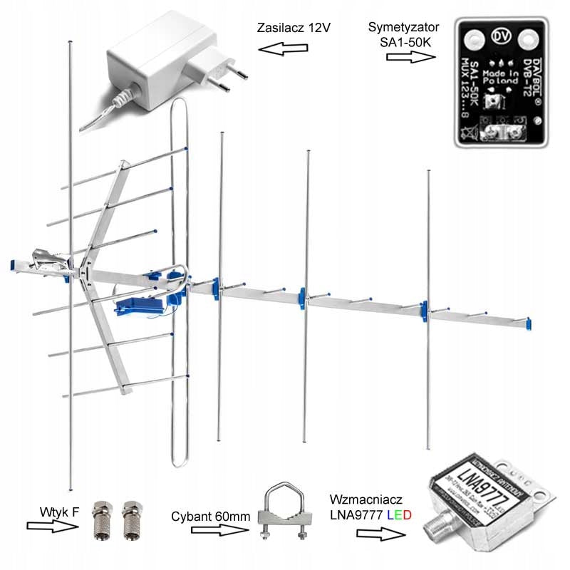 Directional antenna DVB-T2 MAXI 135cm MUX-8 Pol. Vertical LTE filter 420MHz Packaging status original