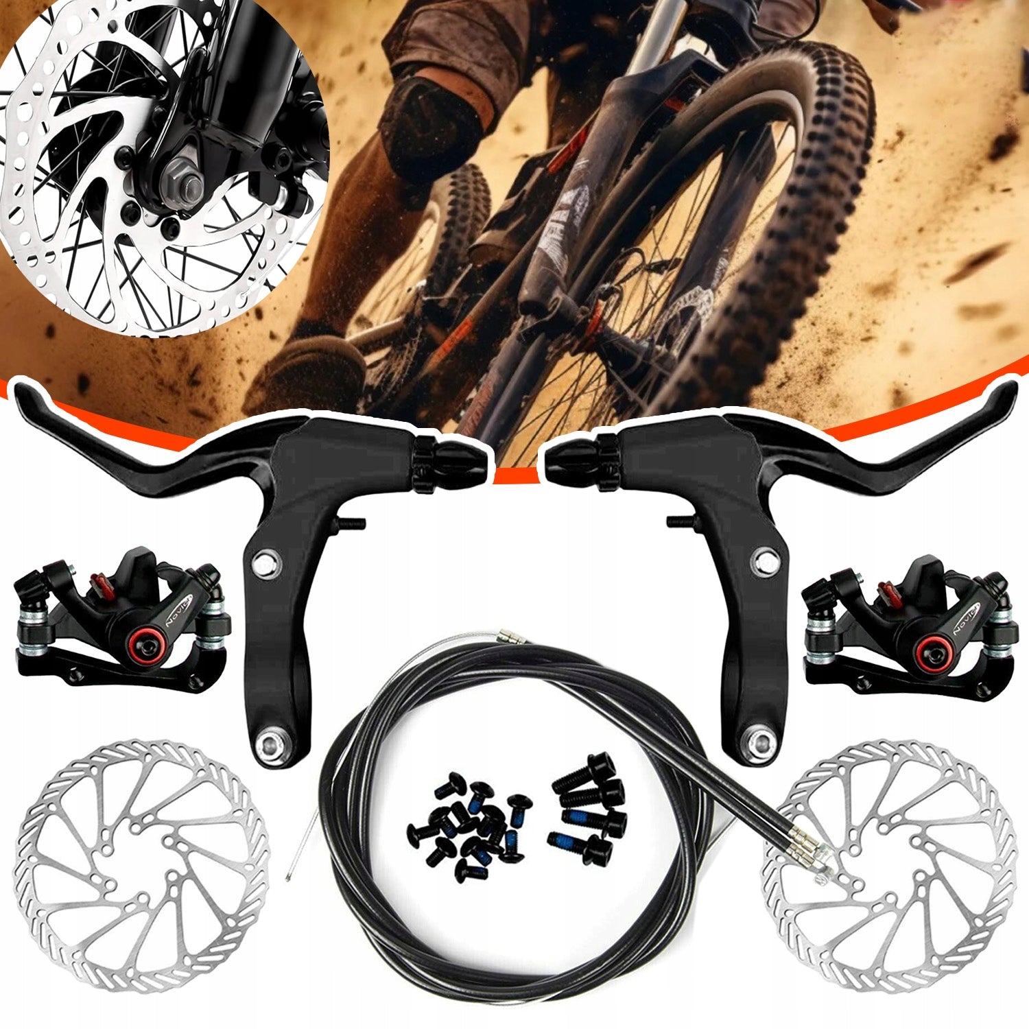 Disc Brake Kit for Bike Disc Brakes Front + Rear Brand no brand