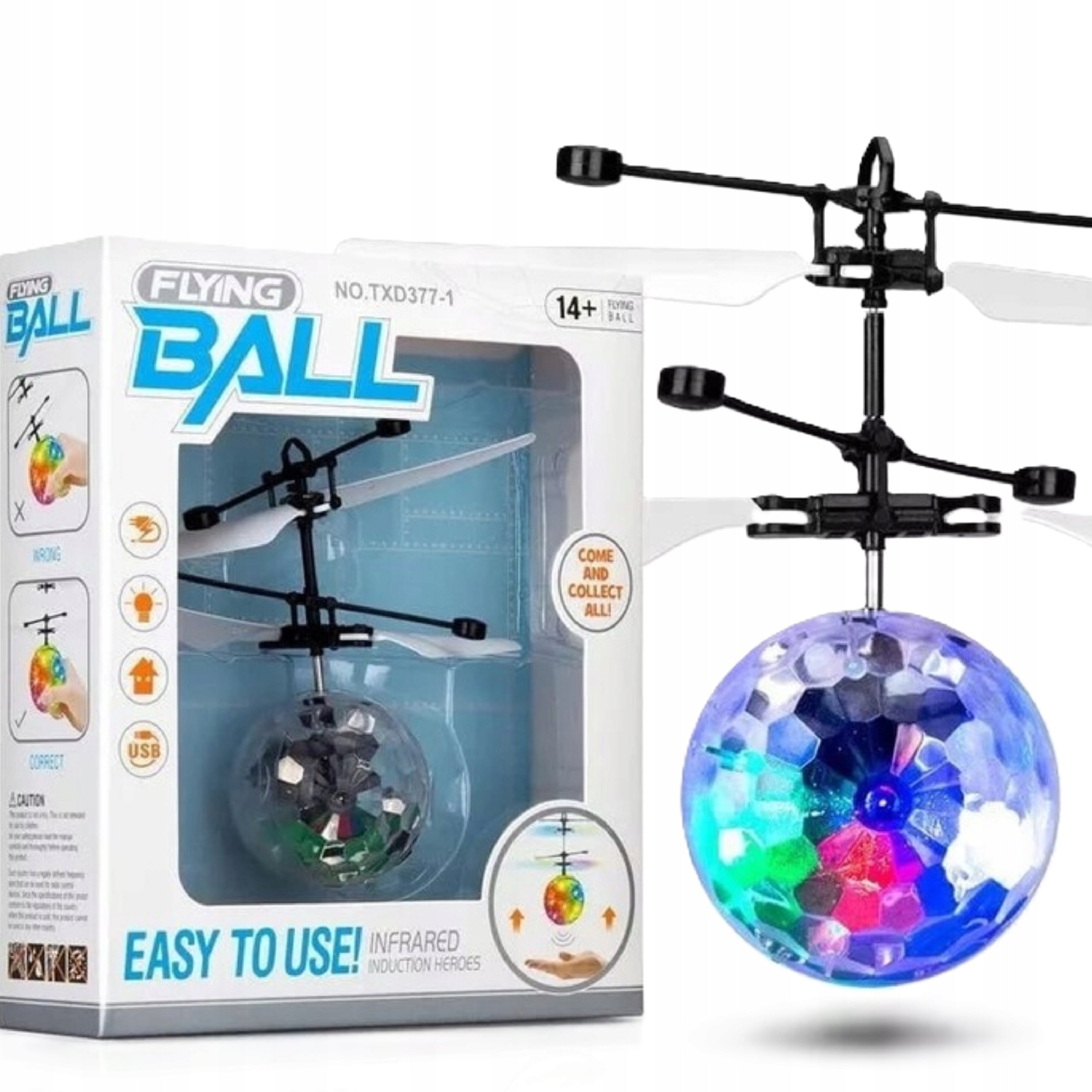 Disco LED Ball Flying Glowing Hand Controlled Drone Robot Motion Sensor