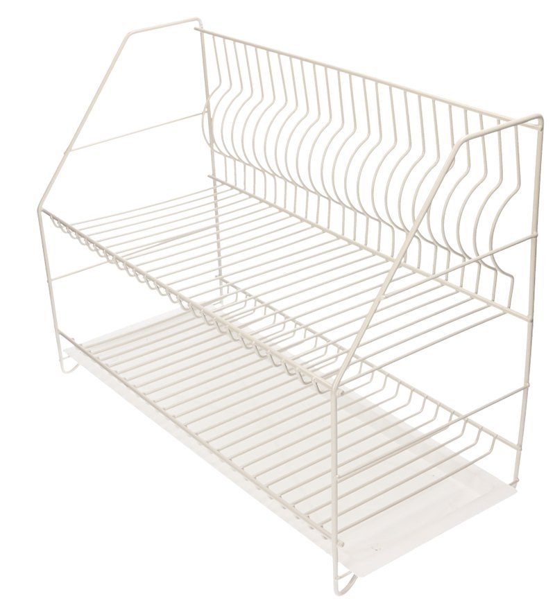 Dish Dryer 2 Tier WHITE Steel 47cm Drainer