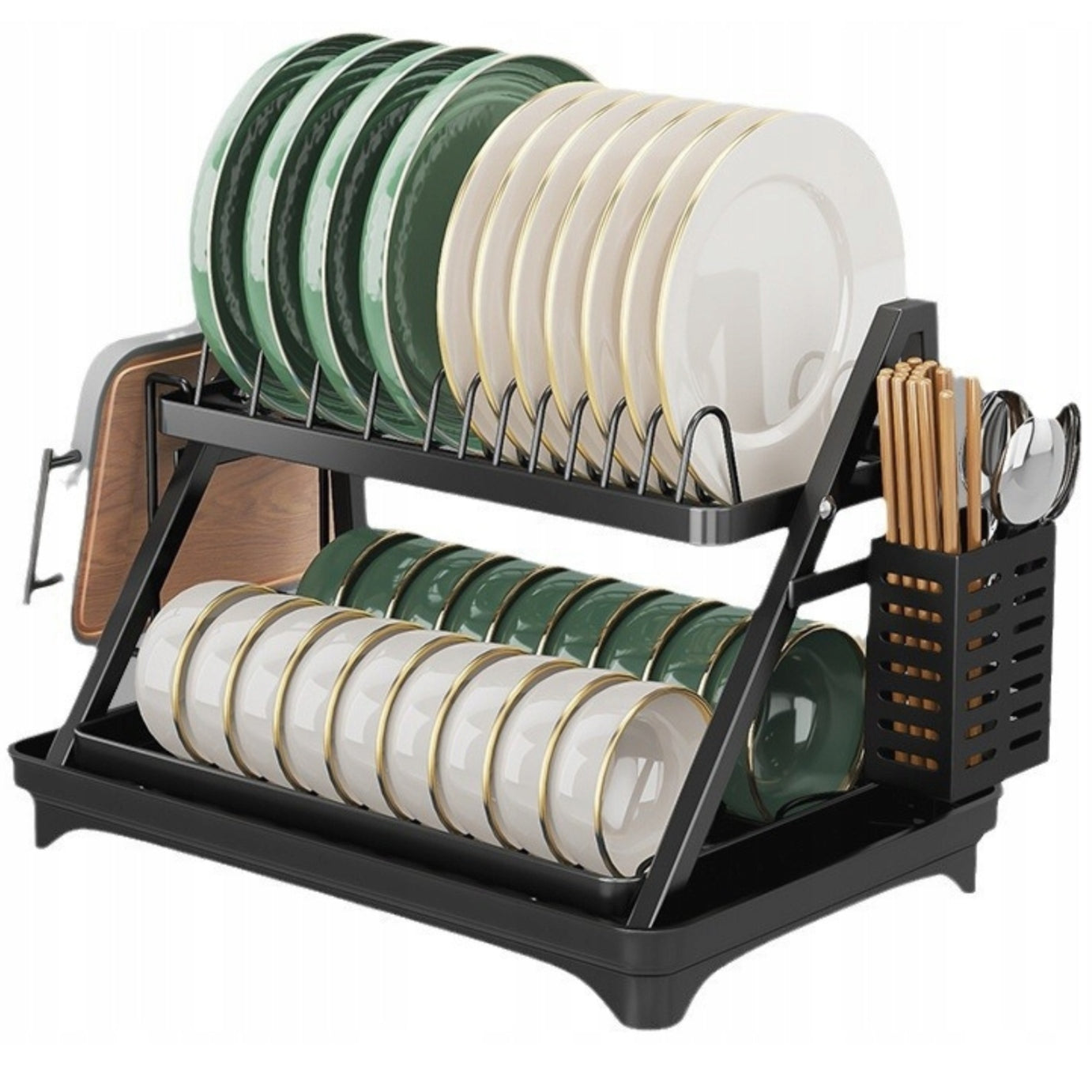 Dish Dryer Two-Tier Cutter with Drain Black 29,5x39,5x42 cm
