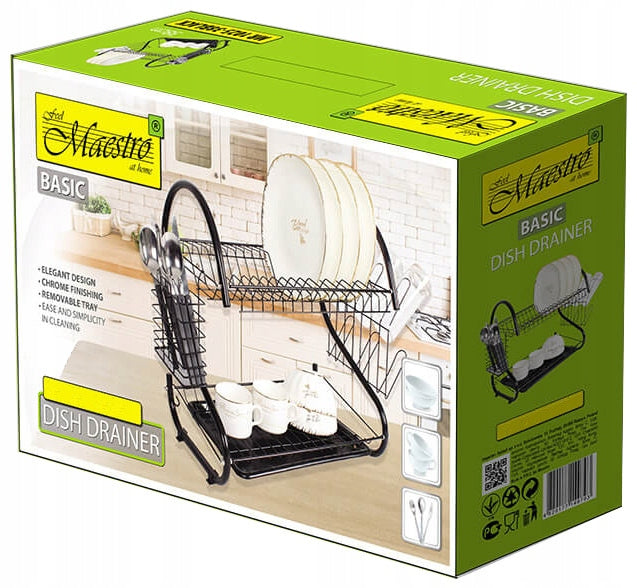 Dish dryer two-level black 43cm wide. Brand Maestro