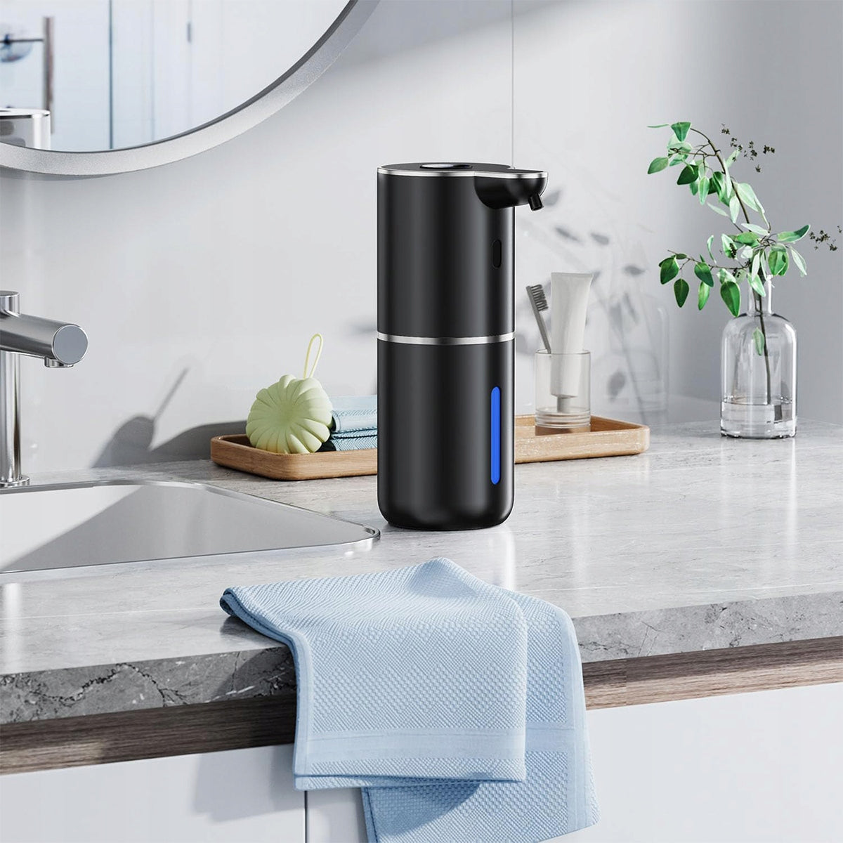 Dispenser for dishwashing liquid and soap with sensor automatic 380ml black Kind wall-mounted