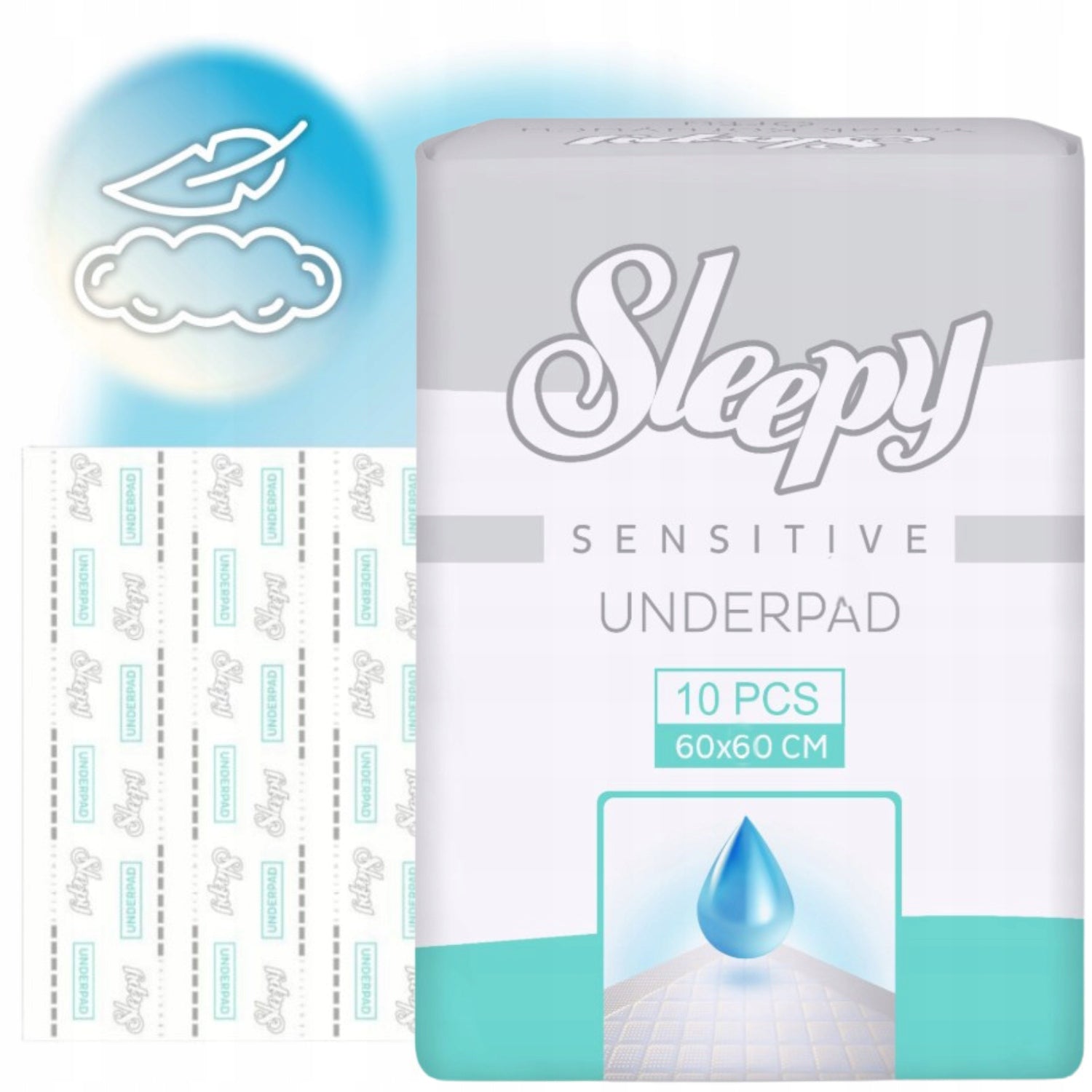 Disposable Hygiene Pads Absorbent Mats 60x60 SLEEPY 10 Pack Medical device no
