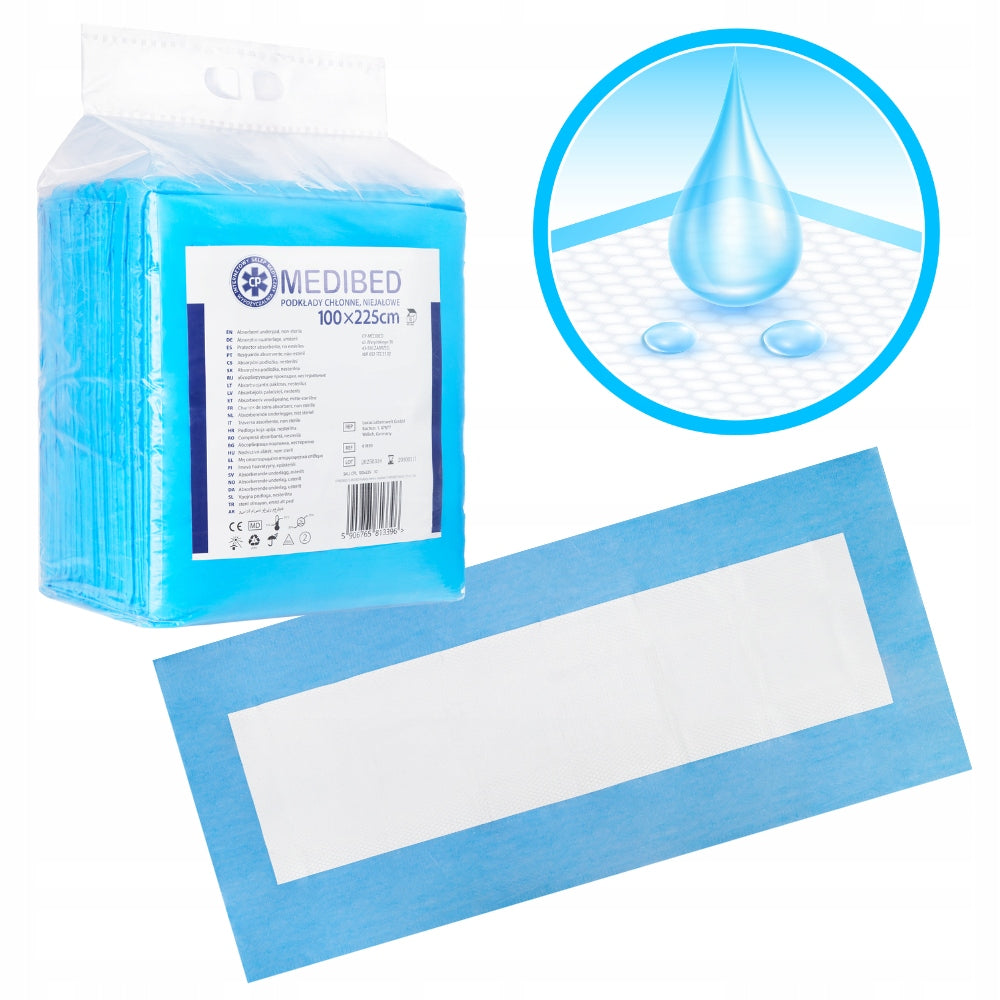 Disposable PRIMERS MEDIBED 100x225 STRONG THICK hygienic 2000ml 2x10pcs Medical device yes