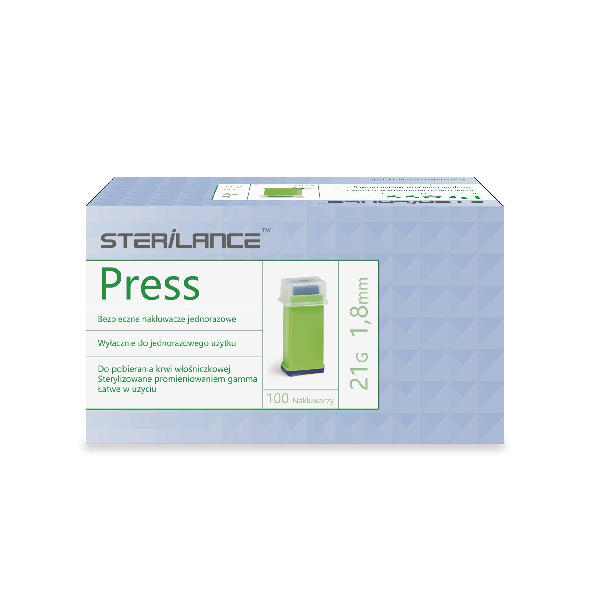 Disposable Safe Puncturers SteriLance Press 1,8 mm, 100 pcs. Medical device yes