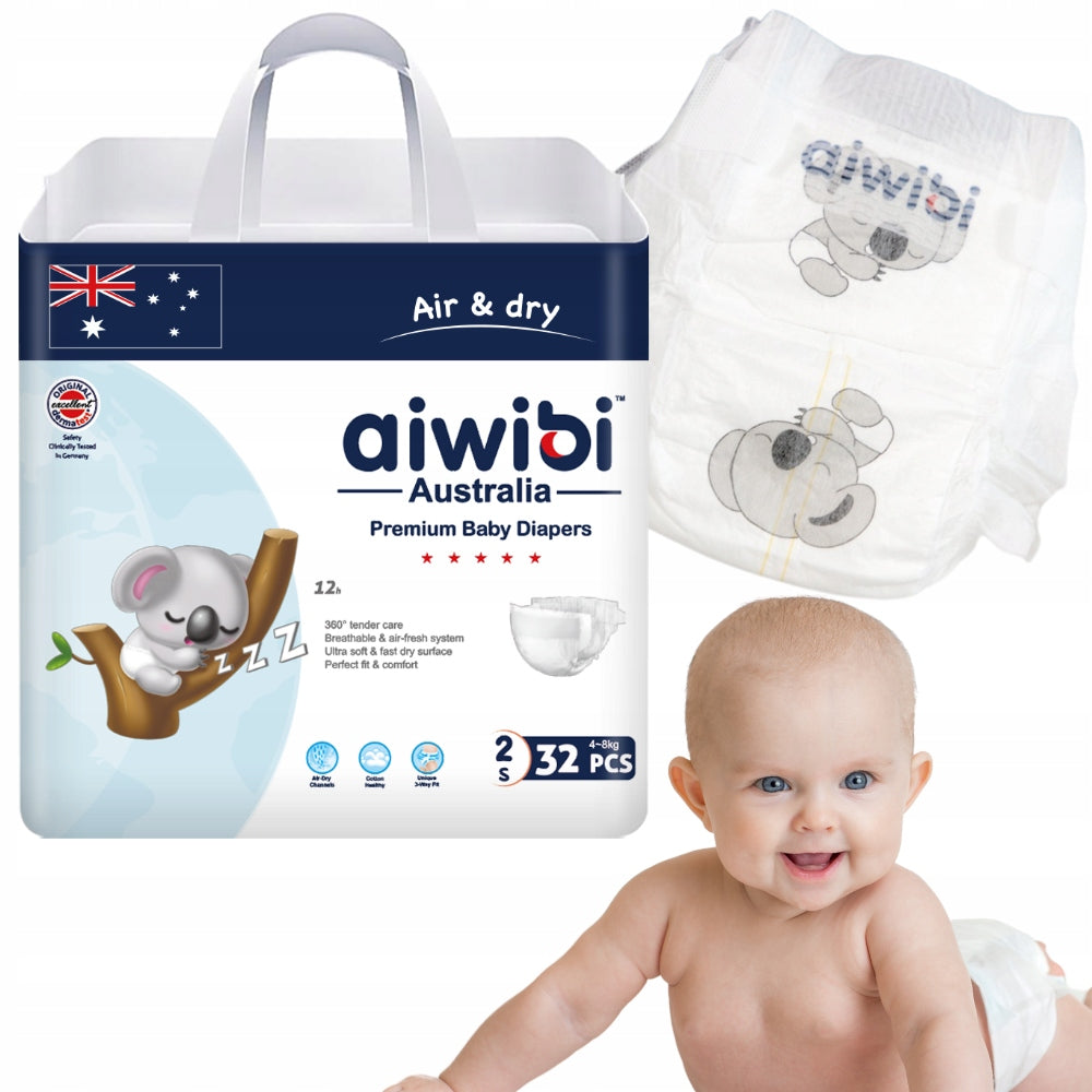 Disposable diapers size 2 AIWIBI 4-8kg absorbent and soft 32 pcs.