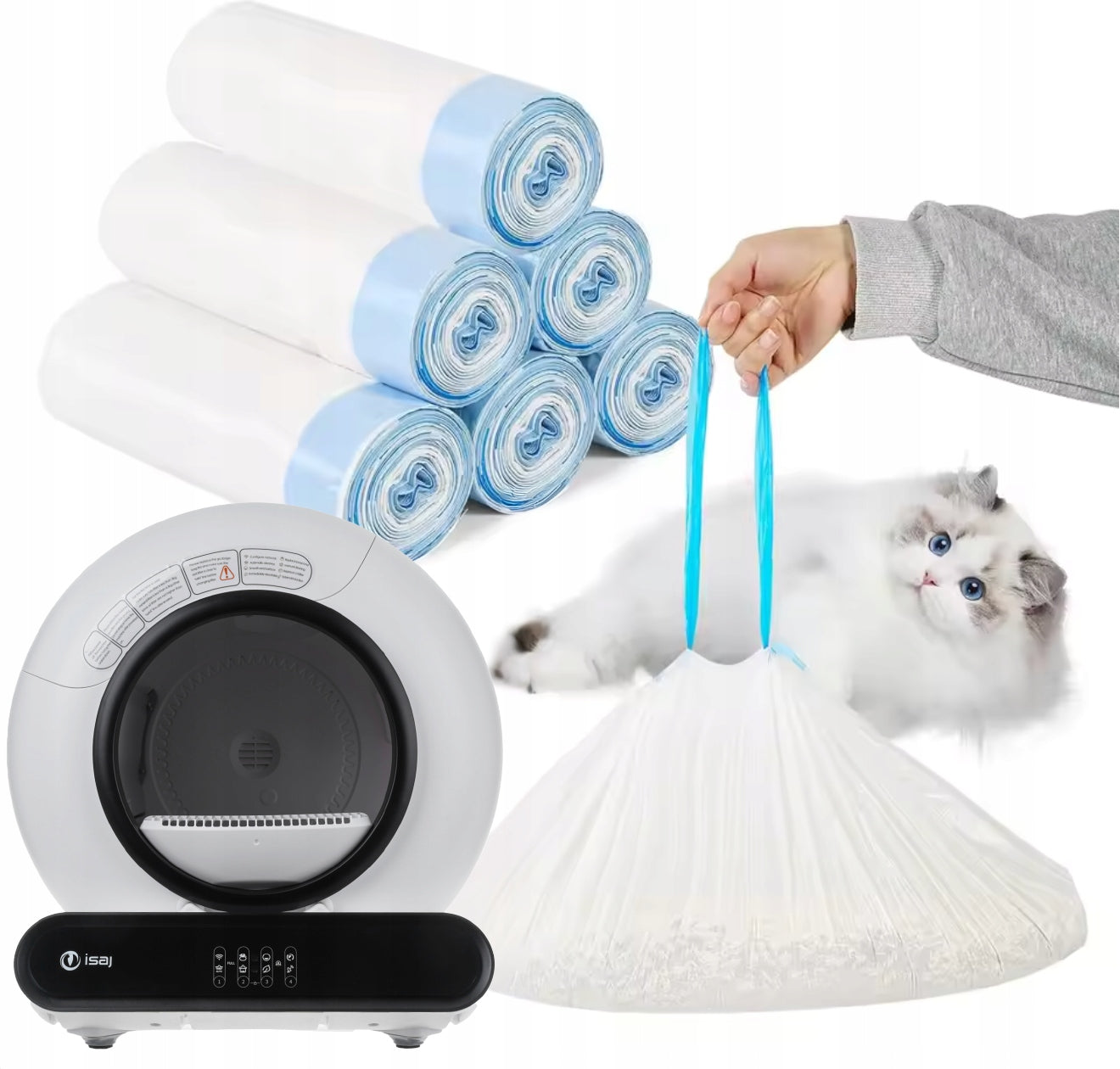 Disposable litter box bags ISAJ set of 5x15 pcs. (75 pcs.)