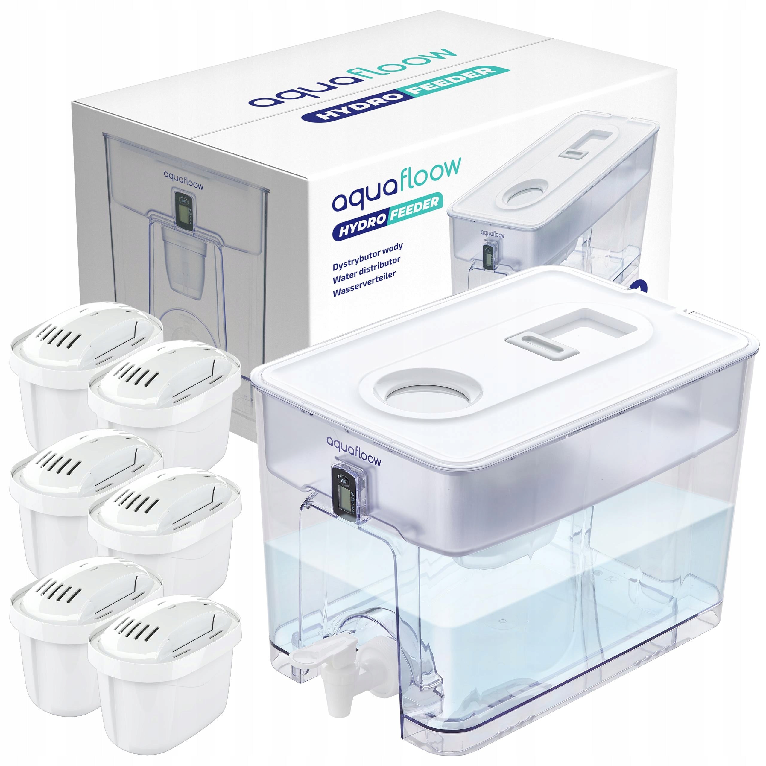 Distributor large filter jug AquaFloow 9,5l + 6x water filter