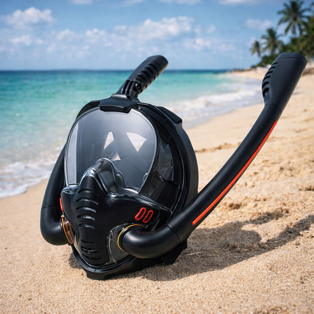 Diving Mask Full Face AntiFog DryTop Black L/XL Brand Lean