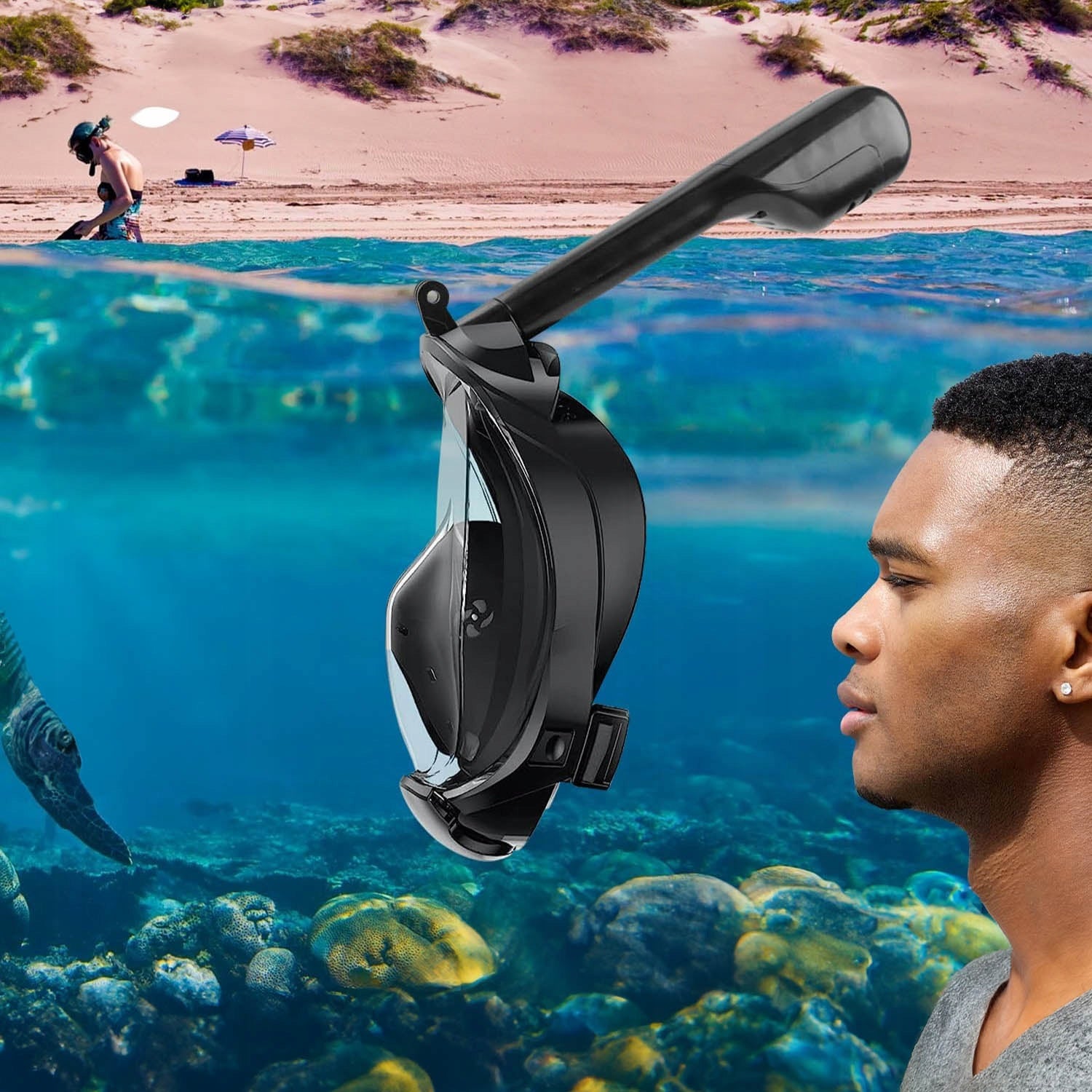 Diving Mask Full Face Snorkeling Swimming Water With Tube L/XL Brand Vitolog