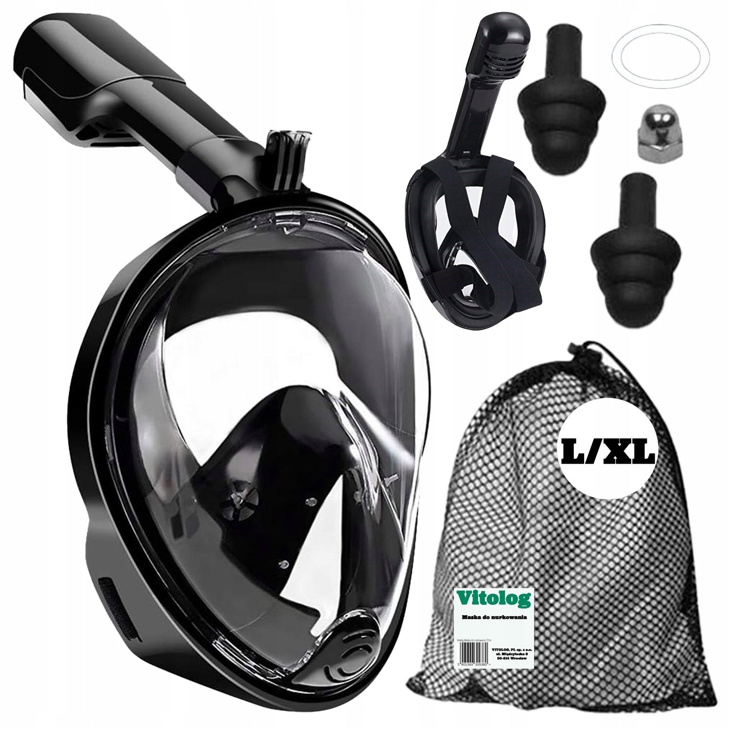 Diving Mask Full Face Snorkeling Swimming Water With Tube L/XL