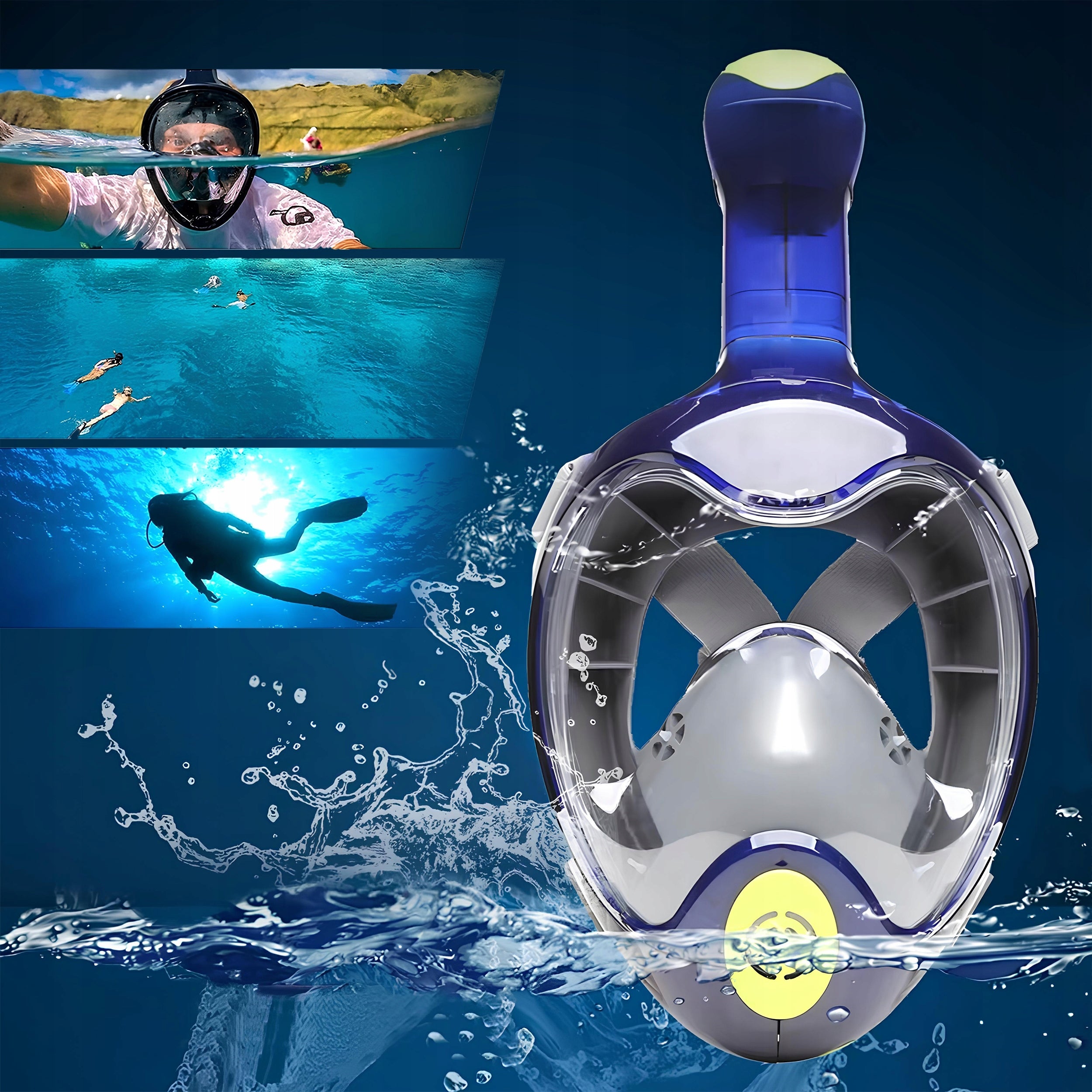 Diving Mask Snorkeling Full Face FITS WELL L/XL + CASE Manufacturer code OKULARY MASKA NURKOWA RURKA SNORKELING DryTop