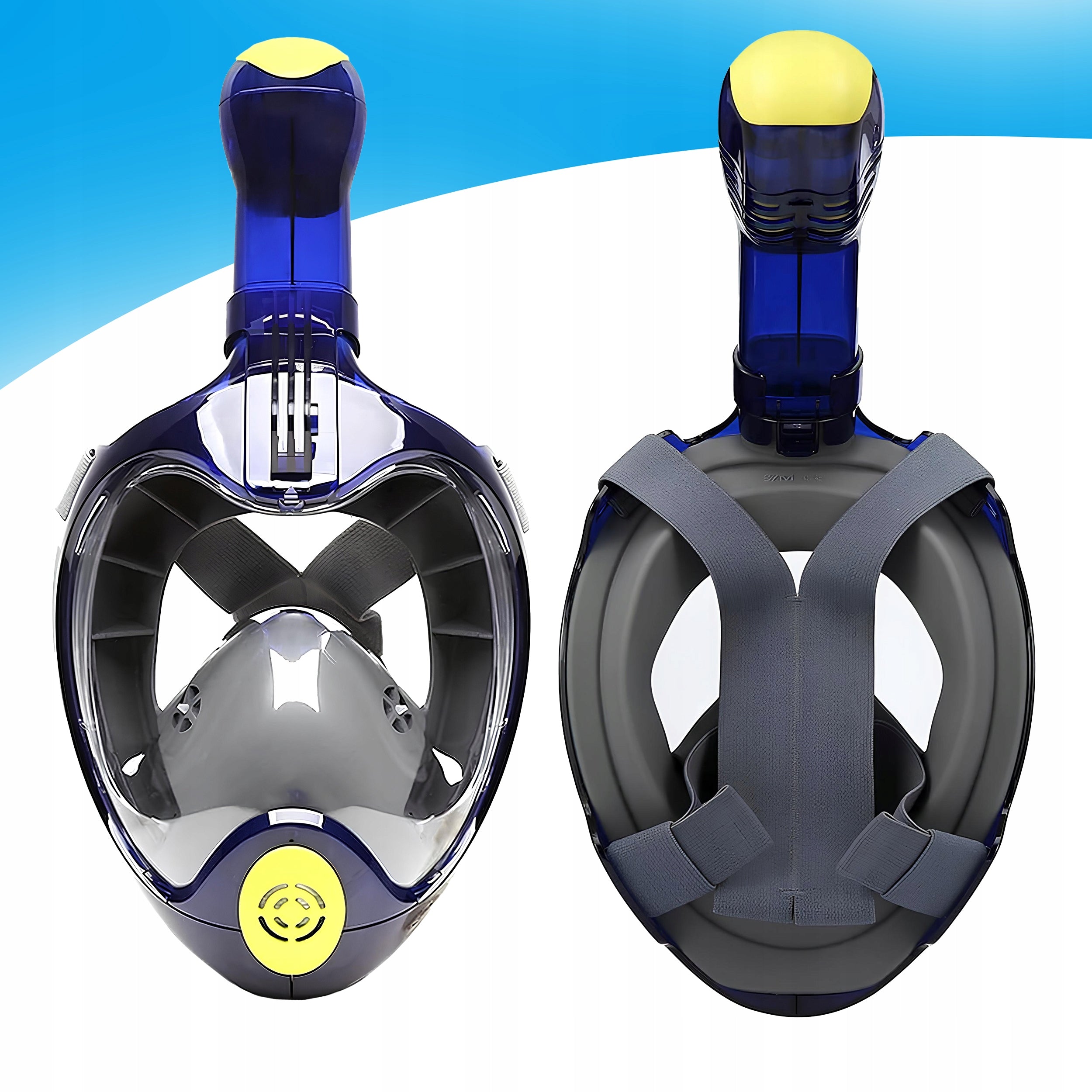 Diving Mask Snorkeling Full Face FITS WELL S/M +ETUI Kind full face with tube