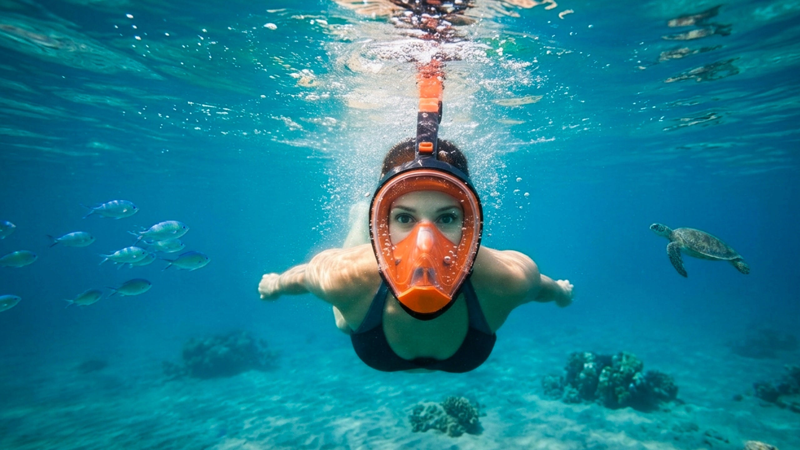 Diving Mask Snorkeling Full Face Swimming Non-Pairing S/M Color gray