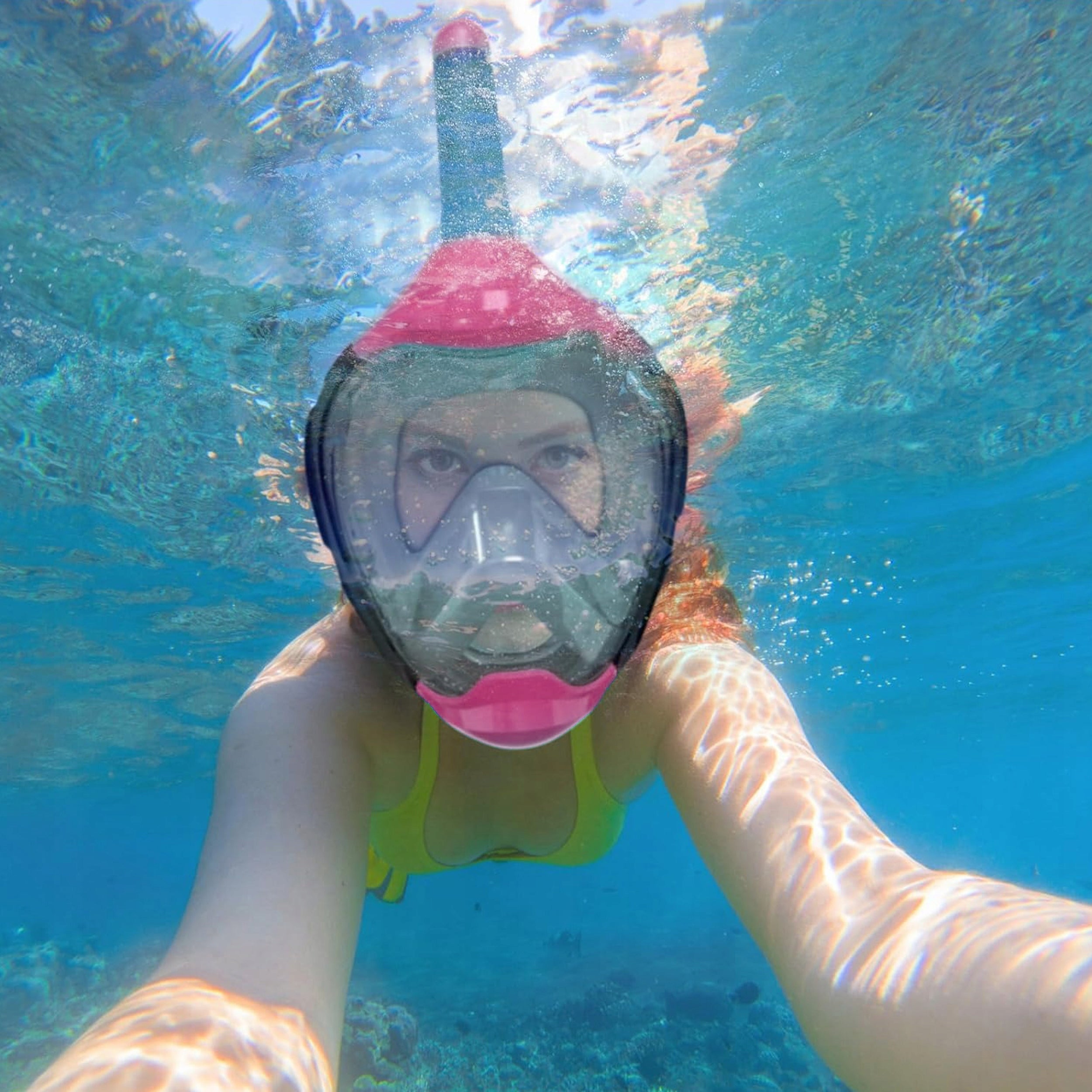 Diving Mask Snorkeling Full Face TOP QUALITY AntiFog S/M Model ZESTAW SKŁADANA MASKA Z RURKĄ ZATYCZKI DO USZU PRO