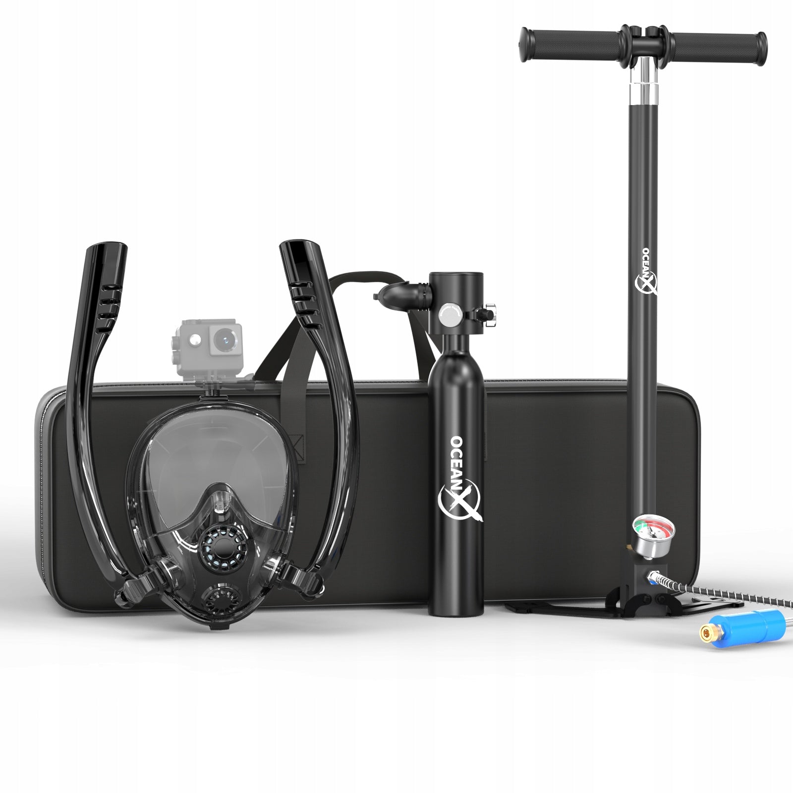 Diving Set with Cylinder Full Face Mask with Pump 5in1 OceanX 0,5L
