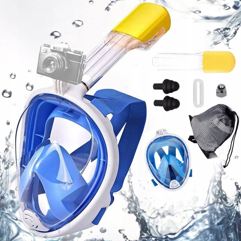 Diving Swimming Mask Full Face AntiFog S/M Color blue